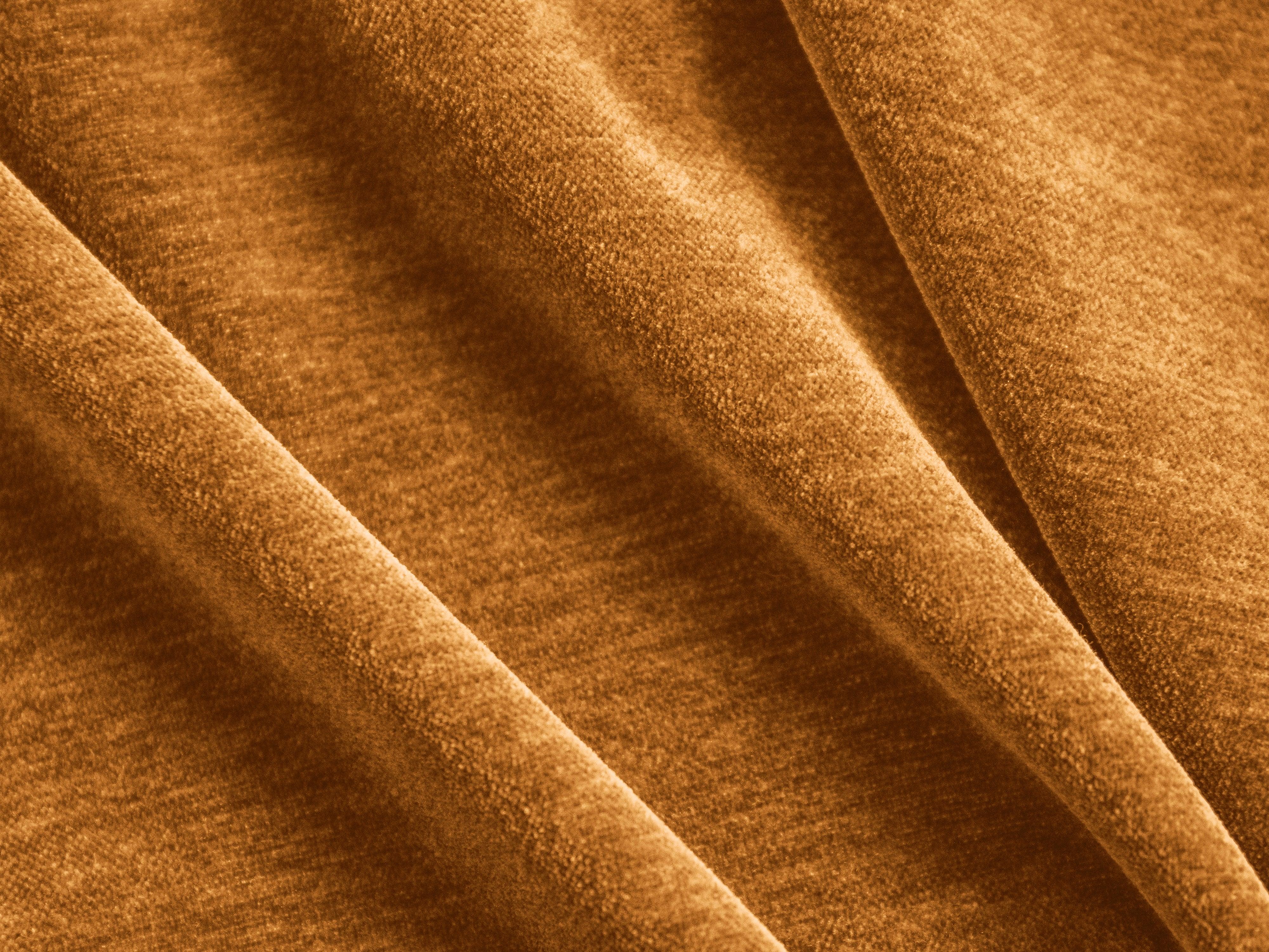 Sofa w tkaninie szenilowej otwarta lewostronna LILY musztardowy Maison Heritage Eye on Design