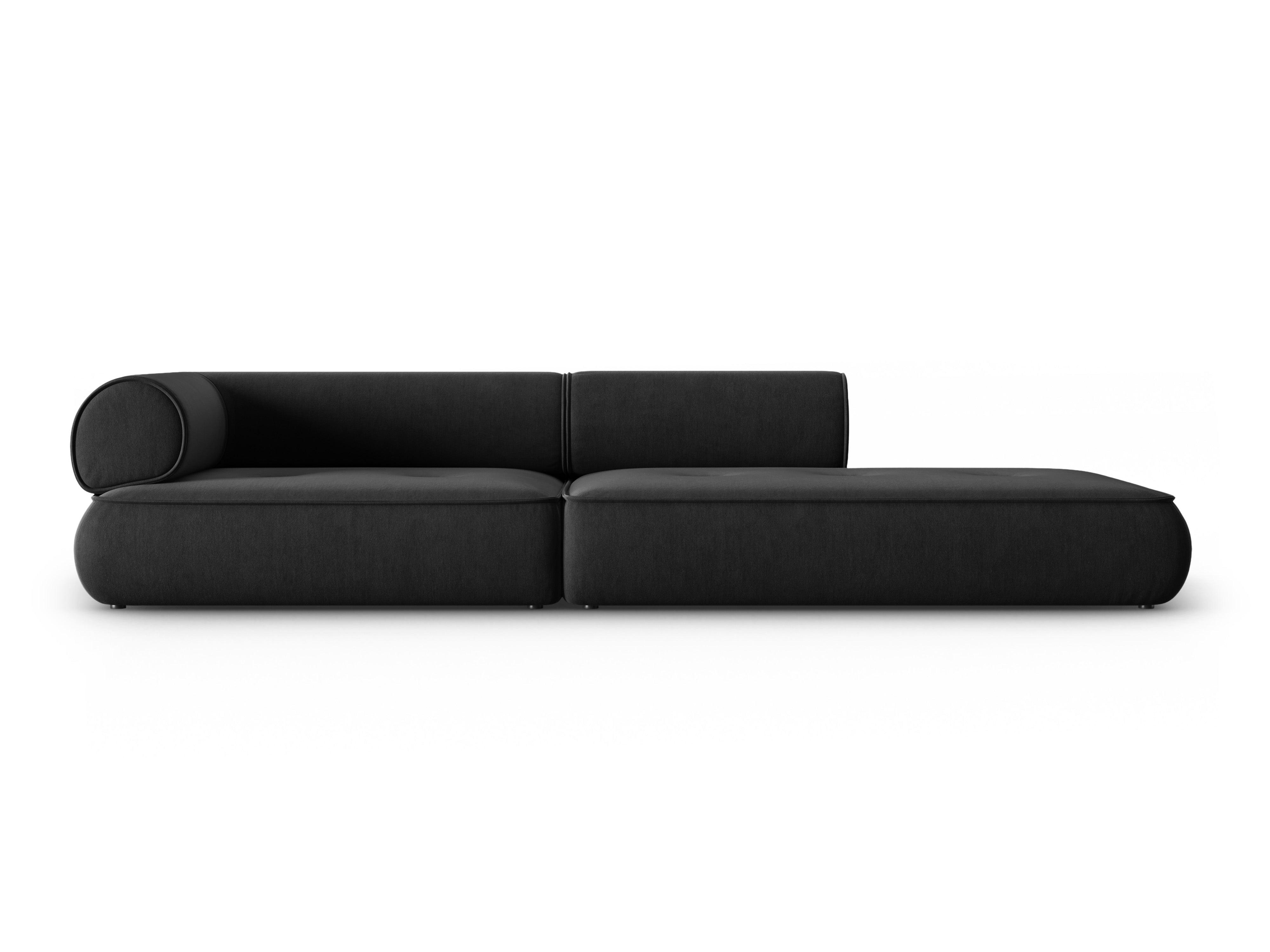 Sofa w tkaninie szenilowej otwarta prawostronna LILY antracytowy Maison Heritage Eye on Design