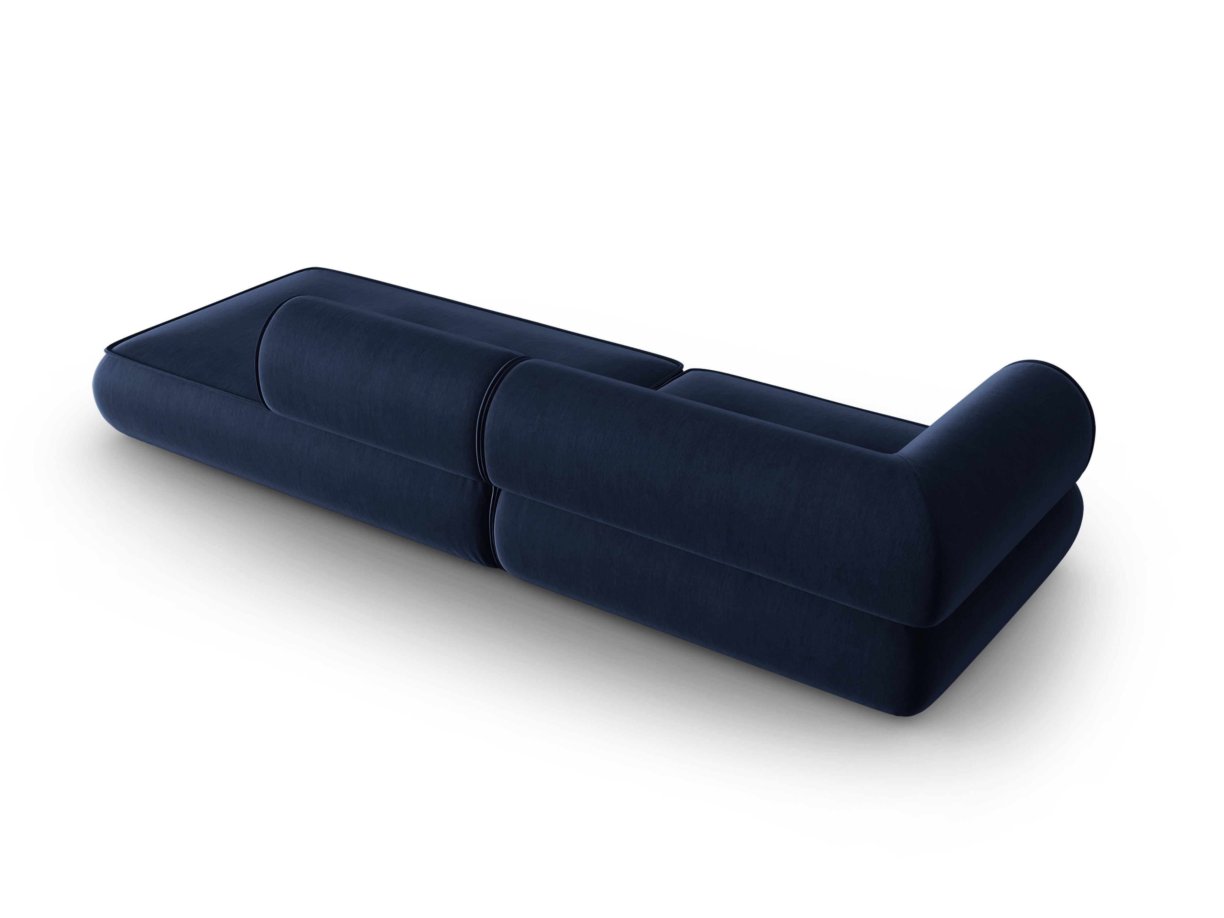 Sofa w tkaninie szenilowej otwarta prawostronna LILY ciemnoniebieski Maison Heritage Eye on Design