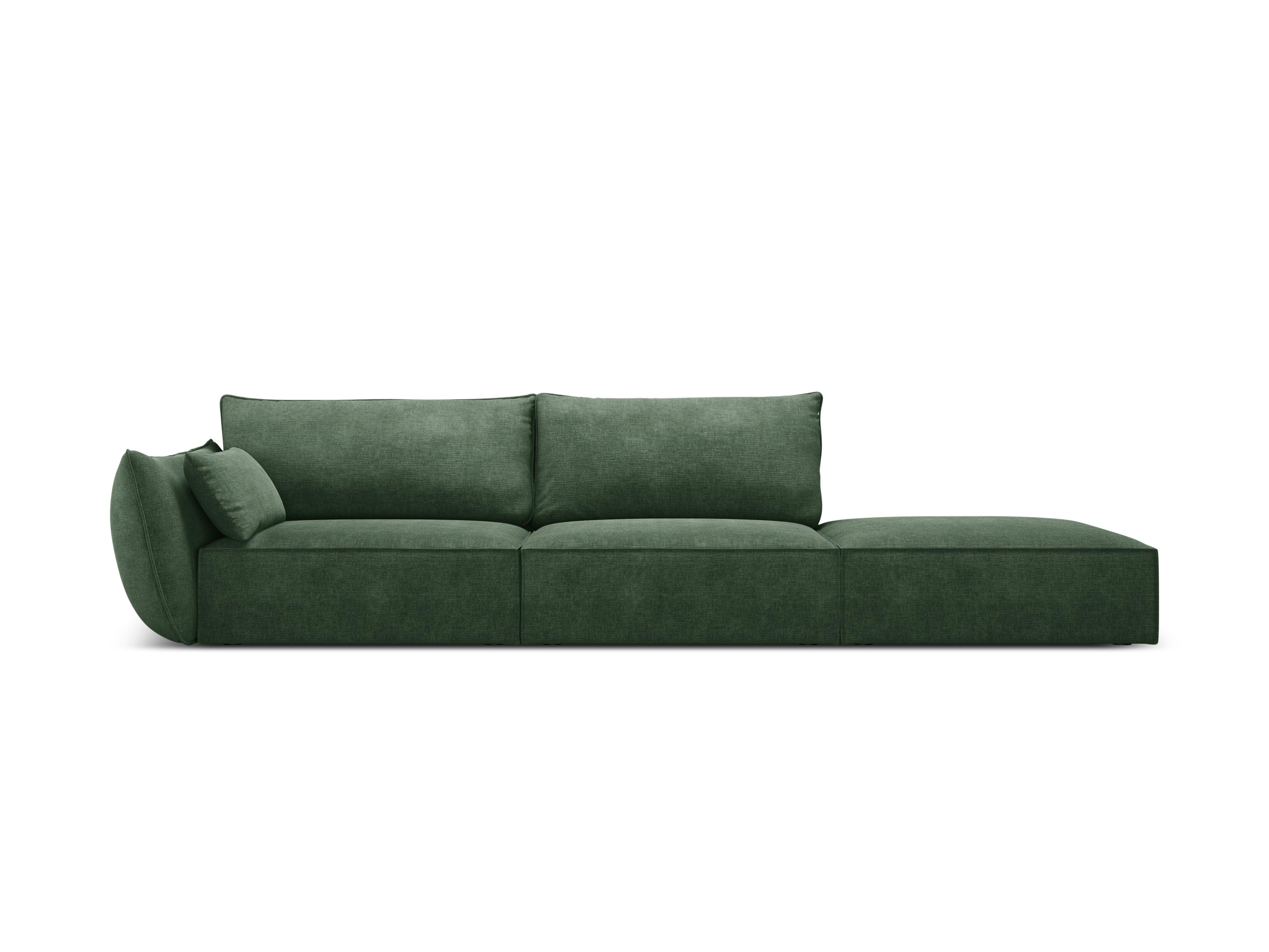 Sofa w tkaninie szenilowej prawostronna otwarta VANDA butelkowa zieleń Mazzini Sofas Eye on Design