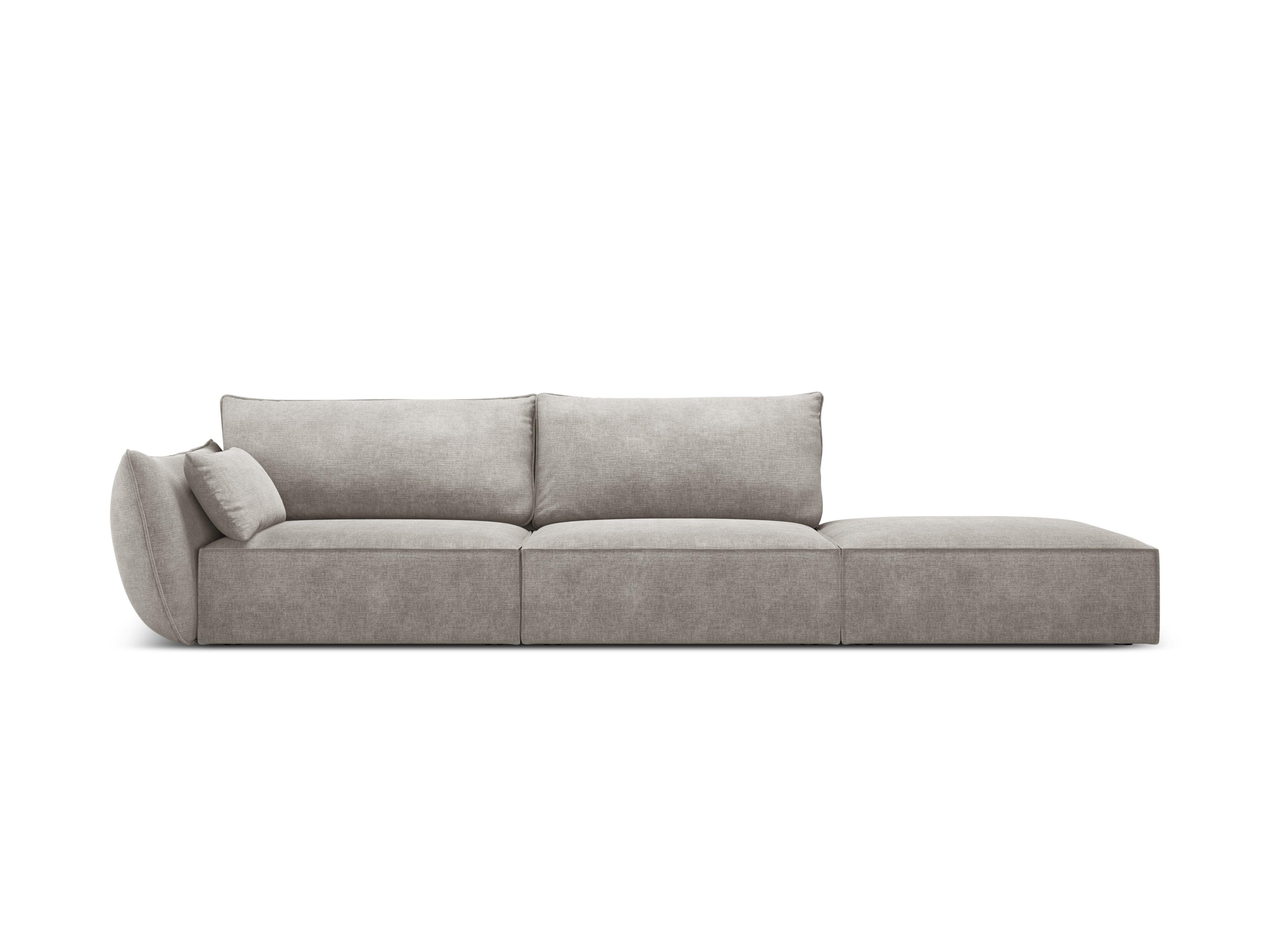 Sofa w tkaninie szenilowej prawostronna otwarta VANDA jasnoszary Mazzini Sofas Eye on Design