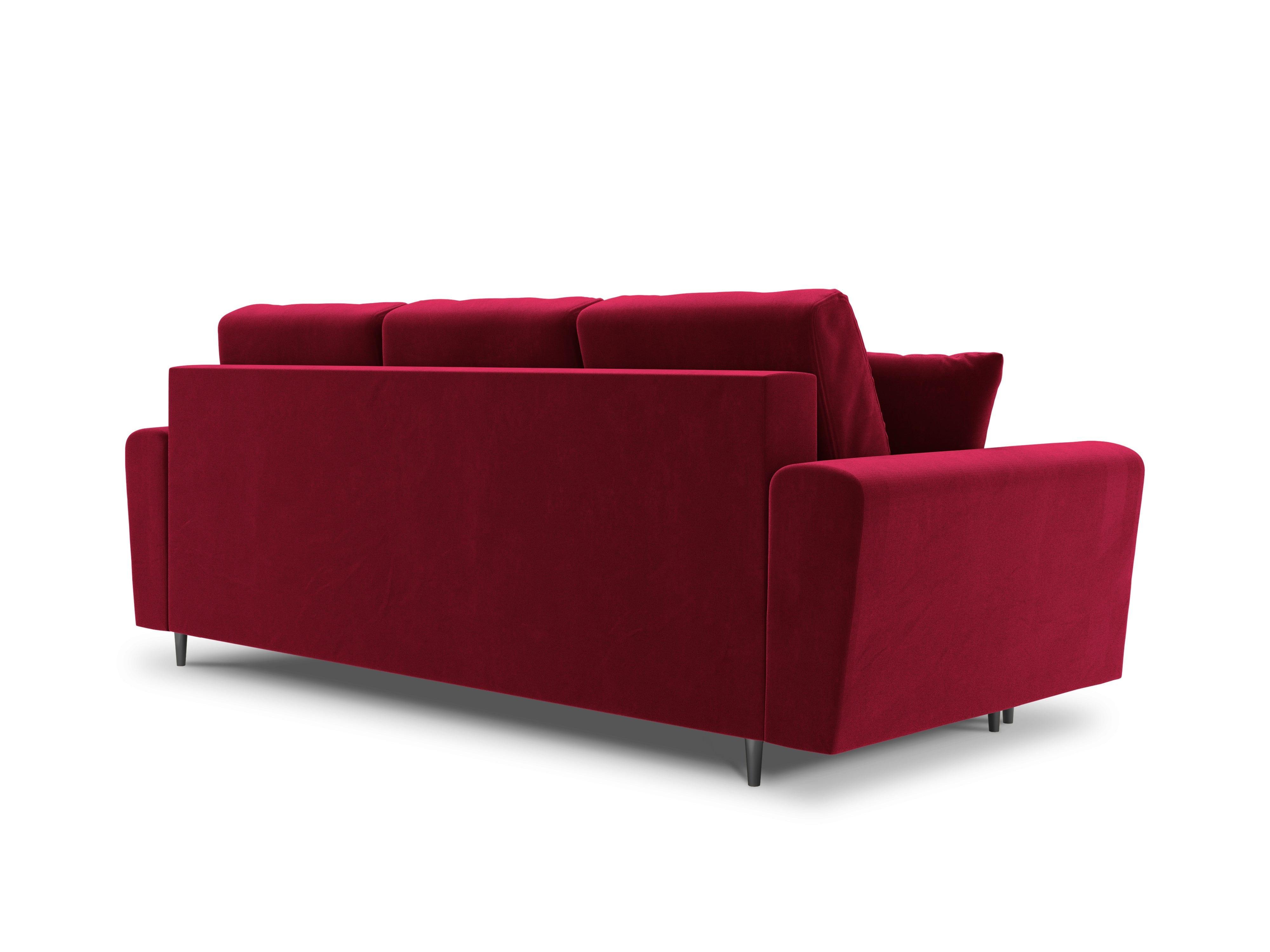 Sofa z funkcją spania KYOTO czerwony z czarną podstawą Cosmopolitan Design Eye on Design