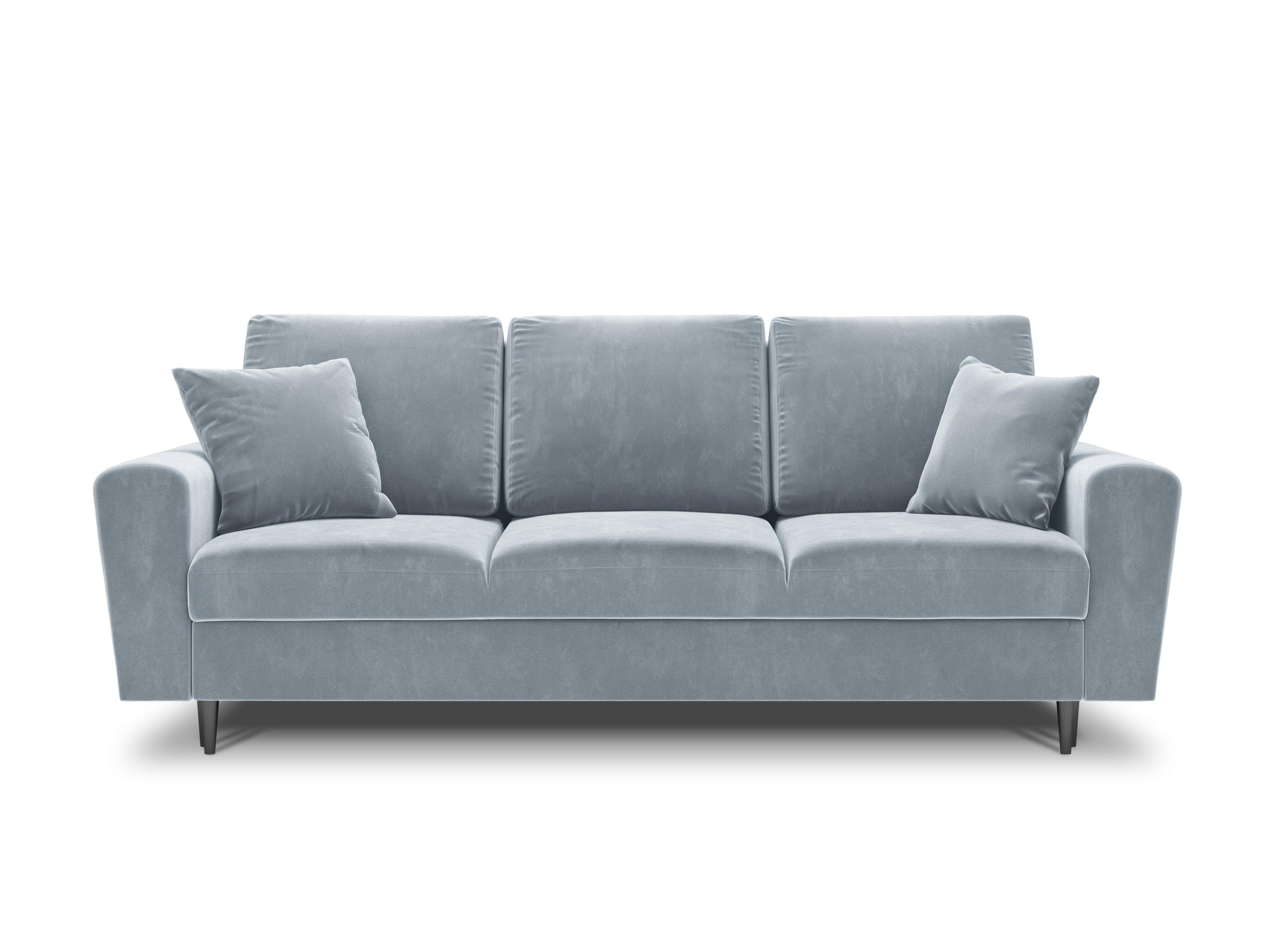 Sofa z funkcją spania KYOTO jasnoniebieski z czarną podstawą Cosmopolitan Design Eye on Design