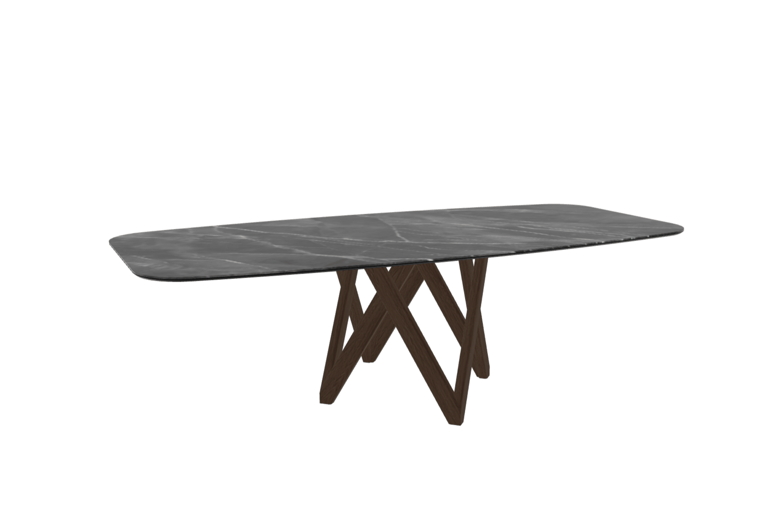 Stół CARTESIO antracytowy marmur z drewnianą podstawą Calligaris 250 cm ciemnobrązowy Eye on Design