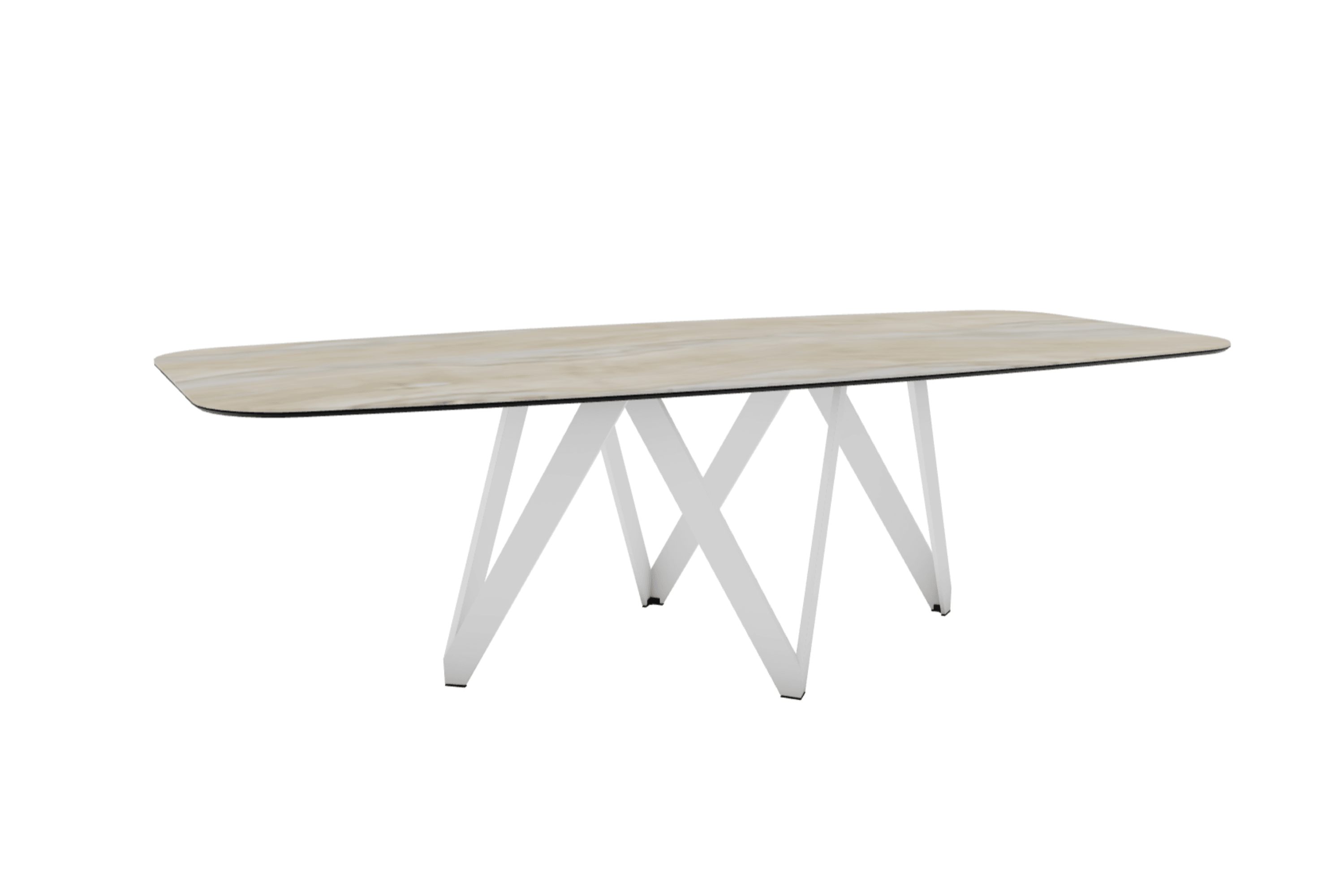 Stół CARTESIO piaskowy marmur z metalową podstawą Calligaris 250 cm matowa biel Eye on Design