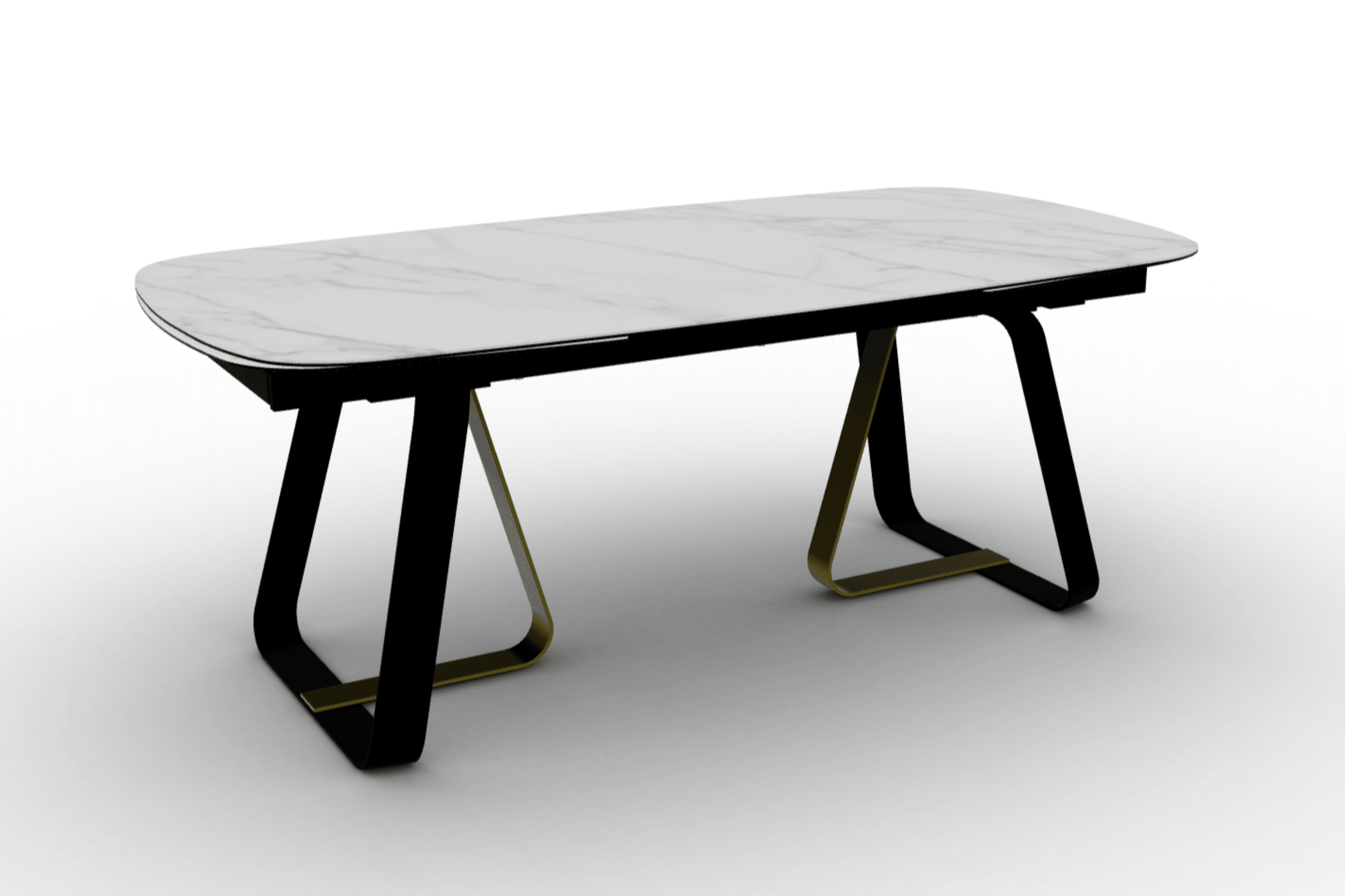 Stół rozkładany SUNSHINE kremowy marmur Calligaris matowa czerń matowy mosiądz Eye on Design