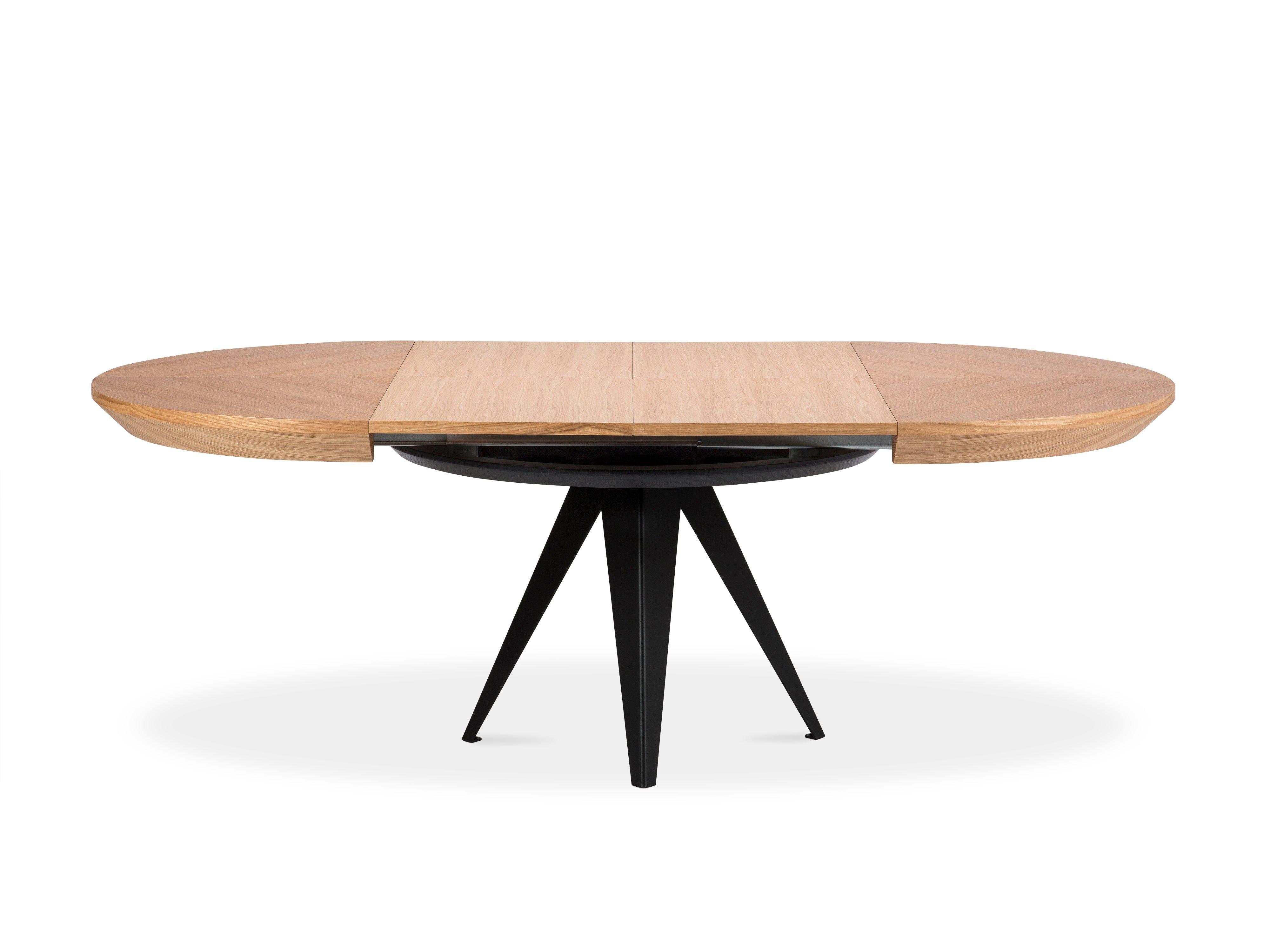 Stół rozkładany z drewna dębowego MAGNUS z czarną podstawą Windsor & Co Eye on Design