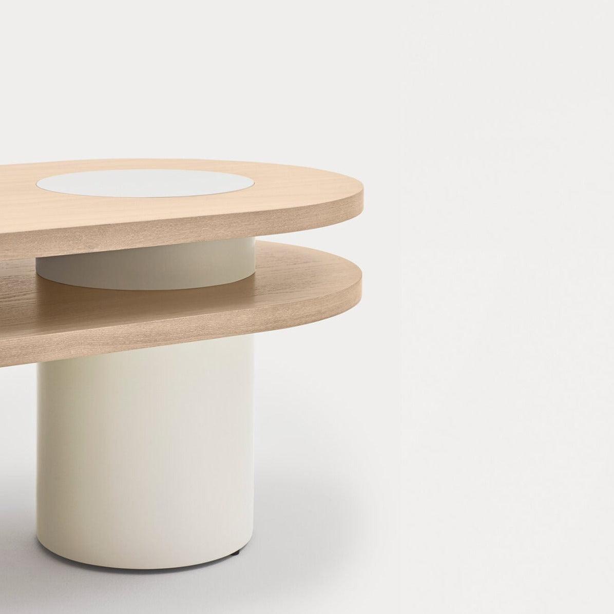Stolik kawowy NORI beżowy z drewnianym blatem Teulat Eye on Design