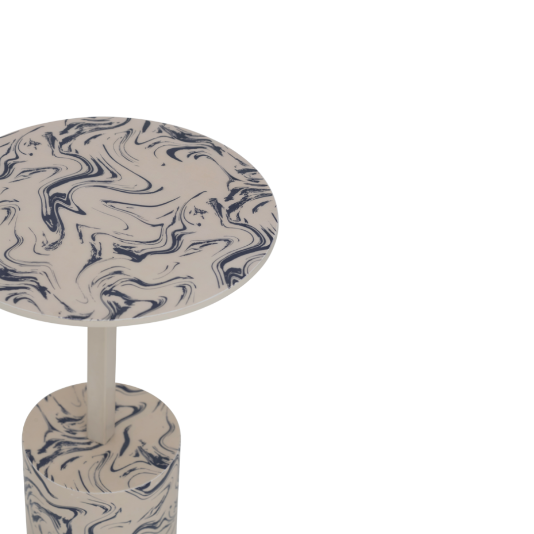 STEN beige side table with blue