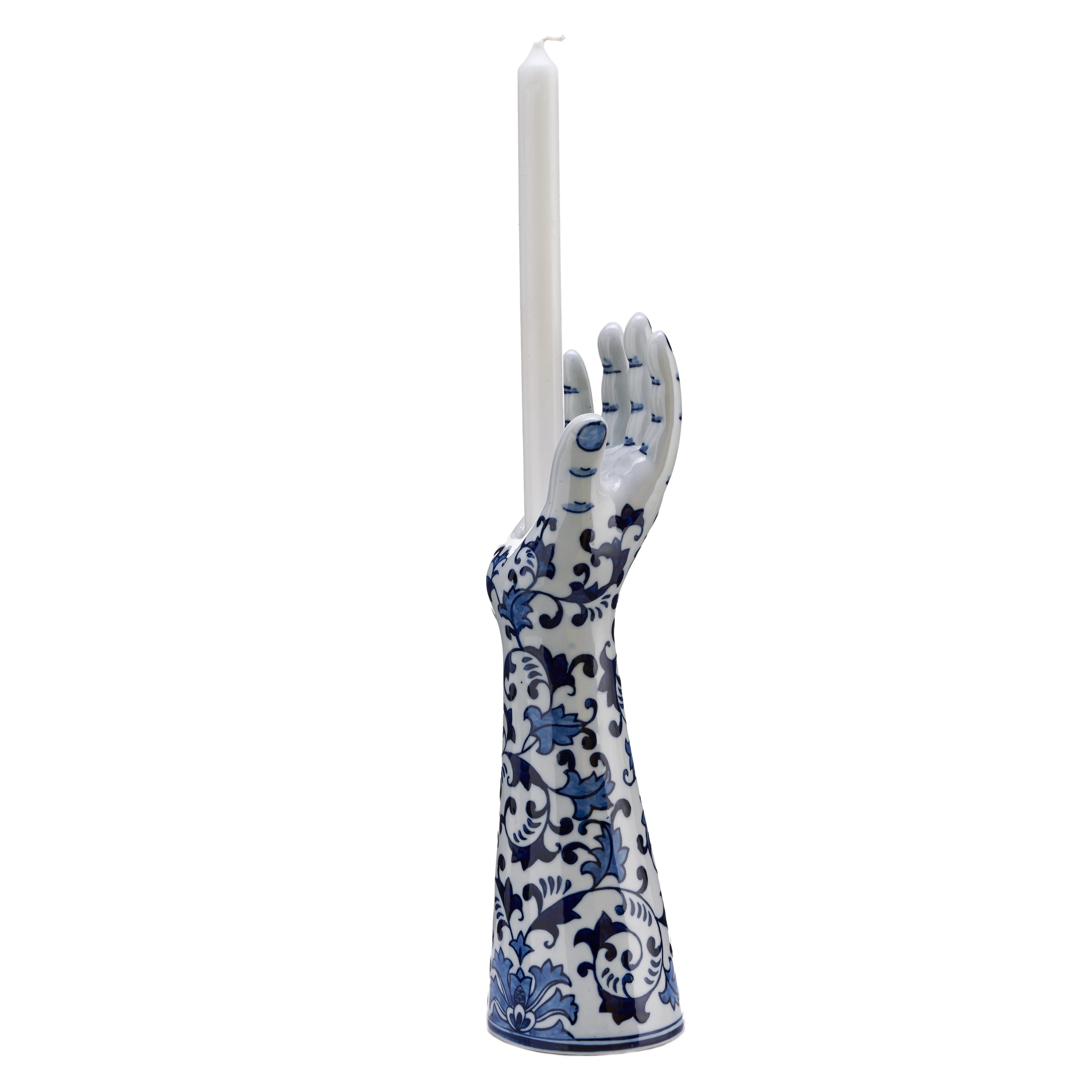 Świecznik HANDS UP niebieski Pols Potten 38.5 cm Eye on Design