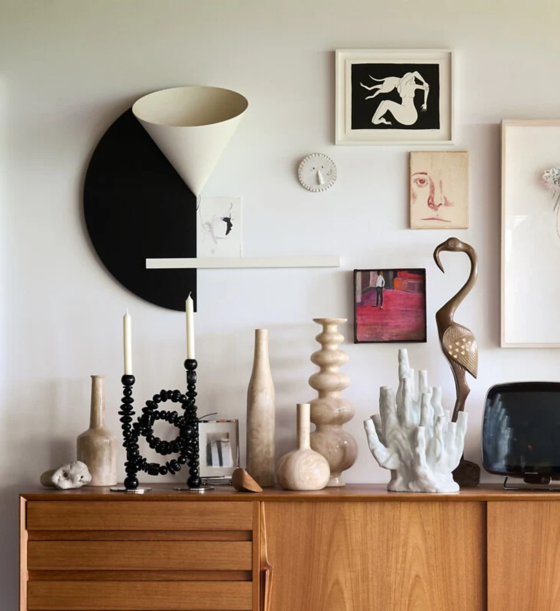 BEADS Green Candle Holder with Gold Accents