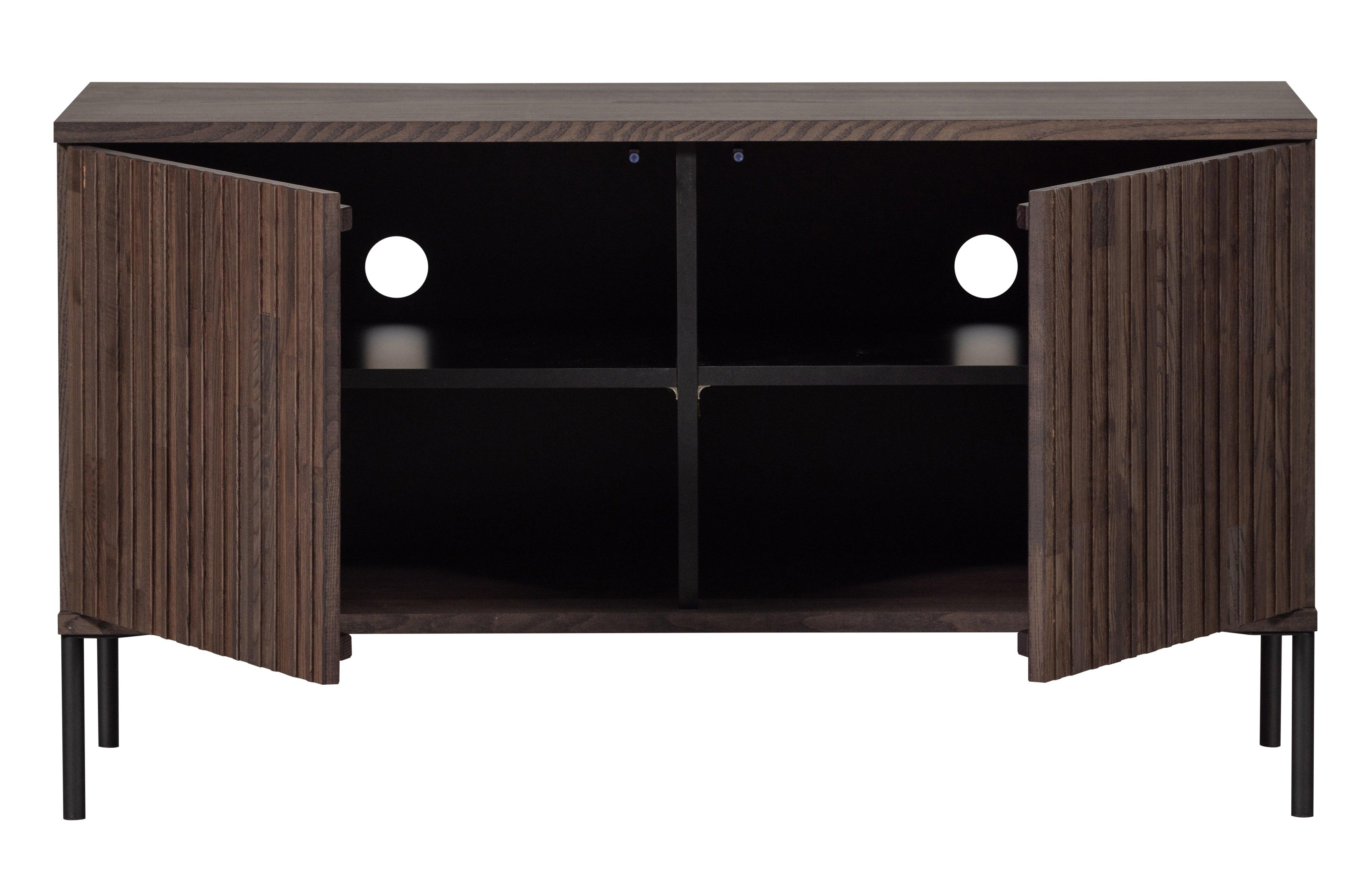 Szafka RTV GRAVURE brązowe drewno jesionowe Woood Exclusive Eye on Design