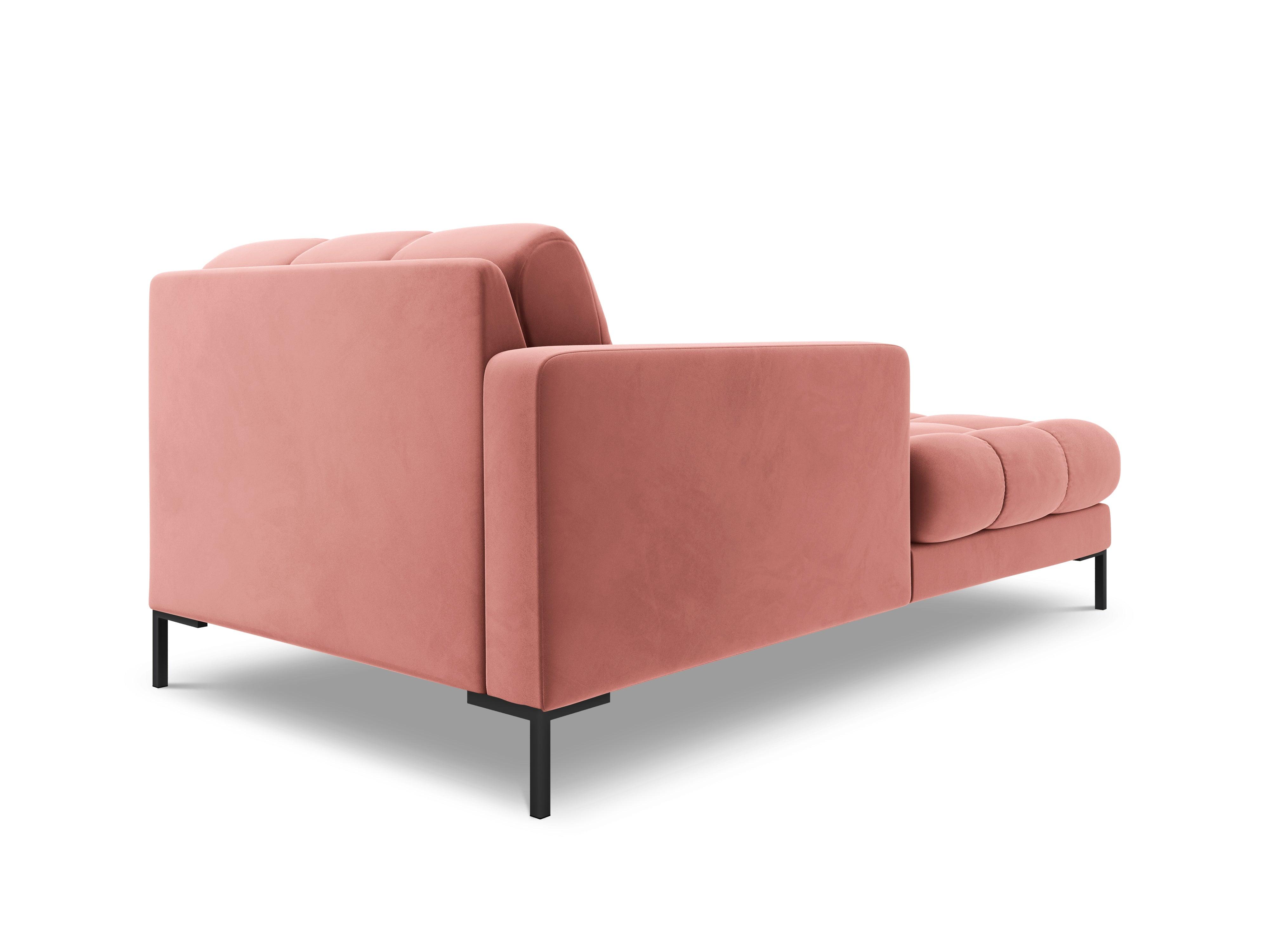 Szezlong aksamitny lewostronny BALI różowy z czarną podstawą Cosmopolitan Design Eye on Design