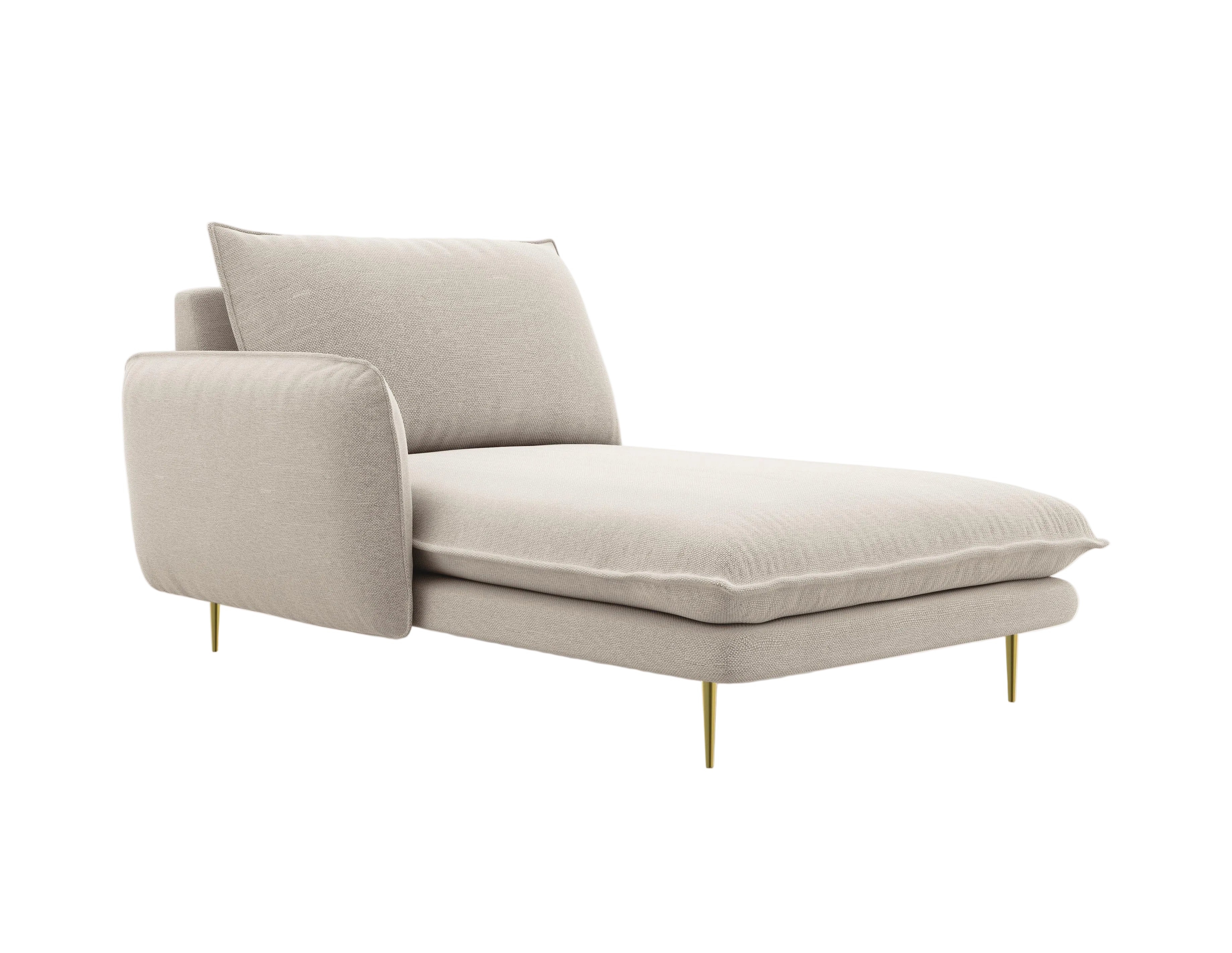 Szezlong lewostronny VIENNA piaskowy ze złotą podstawą Cosmopolitan Design Eye on Design