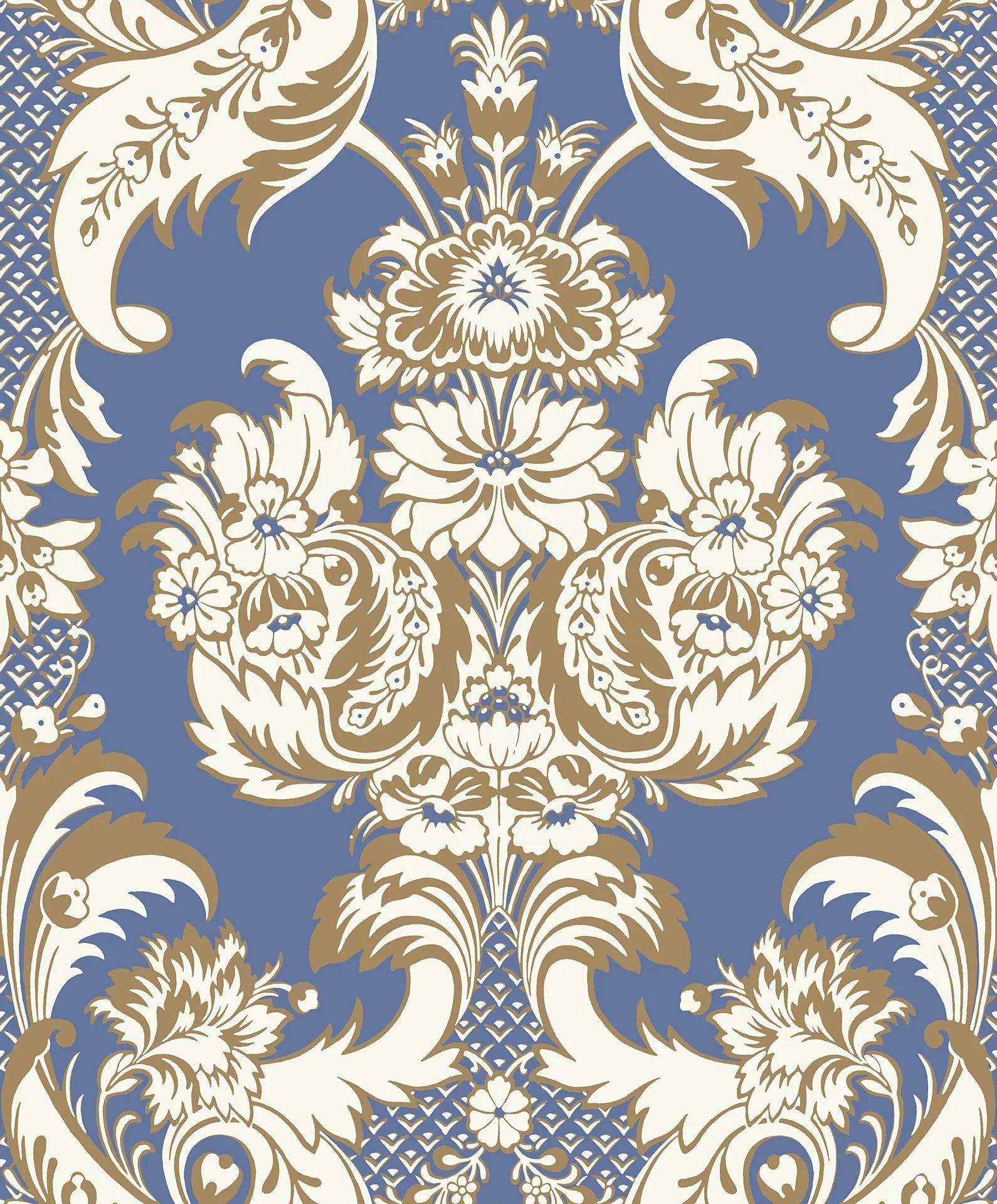 Tapeta ALBEMARLE - Wyndham metaliczne złoto na niebieskim Cole & Son Eye on Design