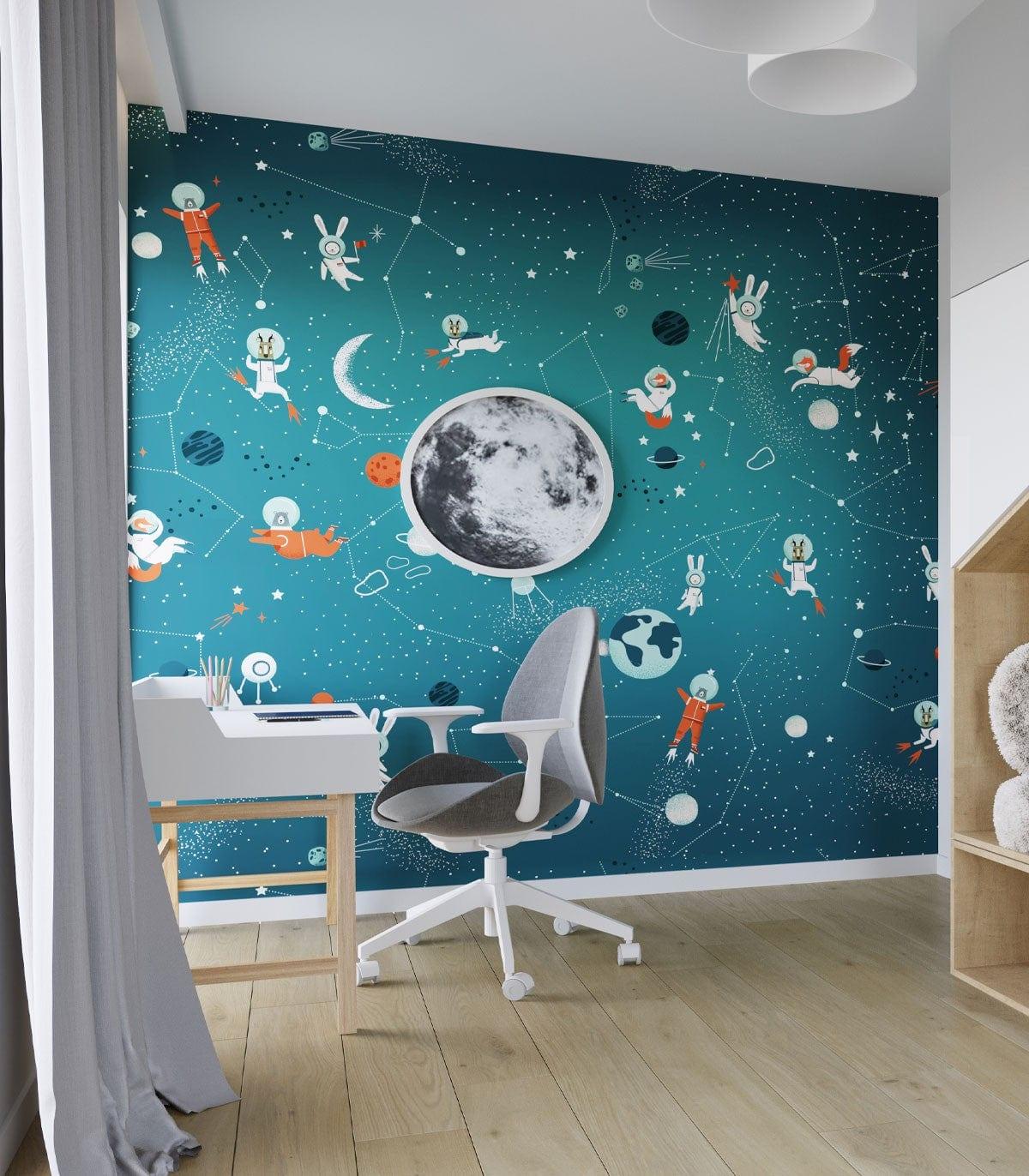 Tapeta ANIMALS IN COSMOS ORANGE Wallcolors Eye on Design