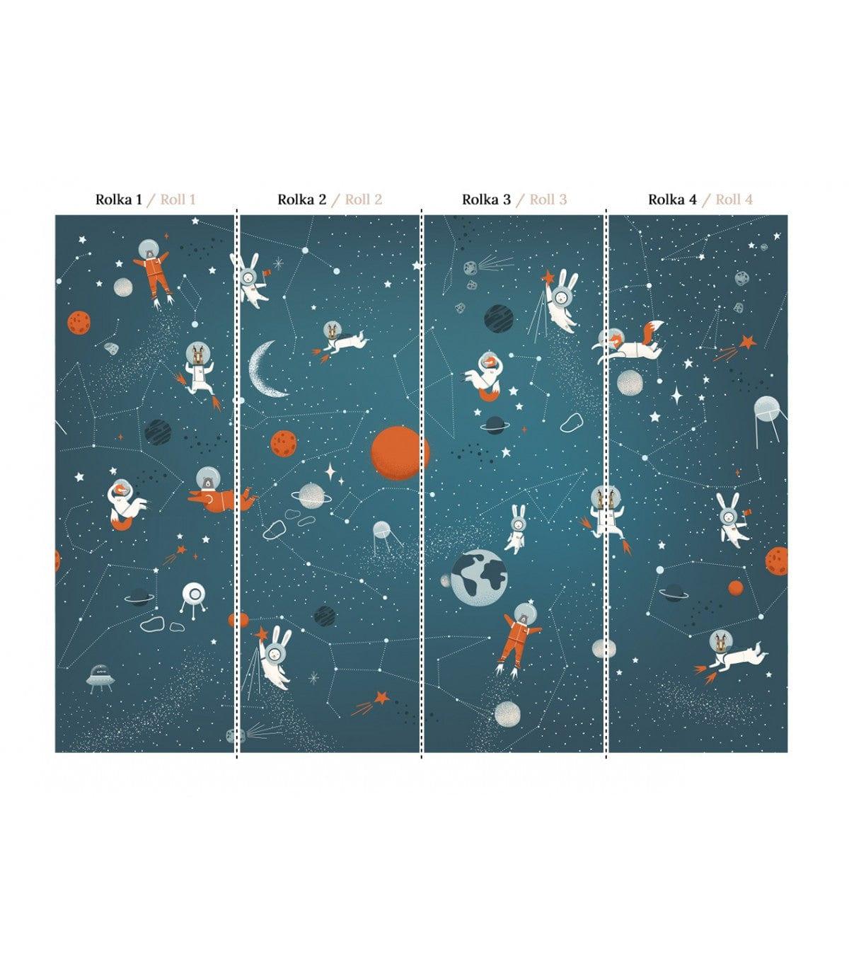 Tapeta ANIMALS IN COSMOS ORANGE Wallcolors Eye on Design