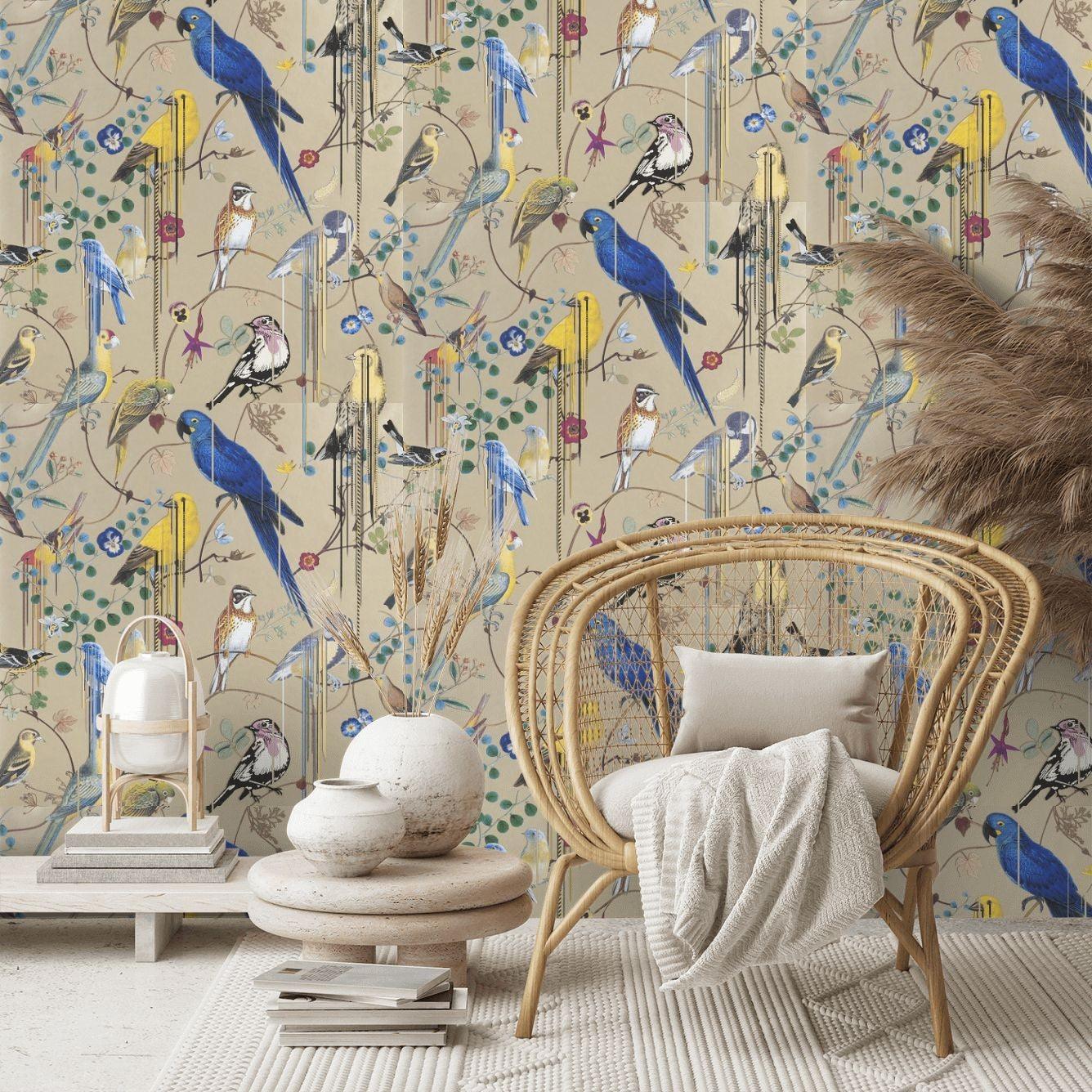 Tapeta BIRDS SINFONIA OR ciemnobeżowy Christian Lacroix Eye on Design