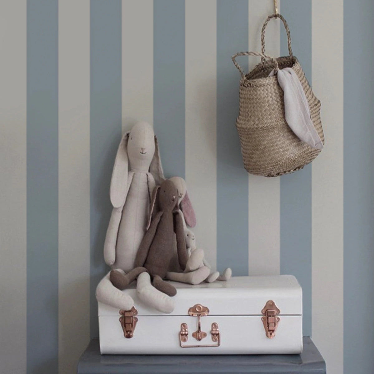 Non-woven wallpaper in stripes BOLD STRIPE OCEAN light blue with gray