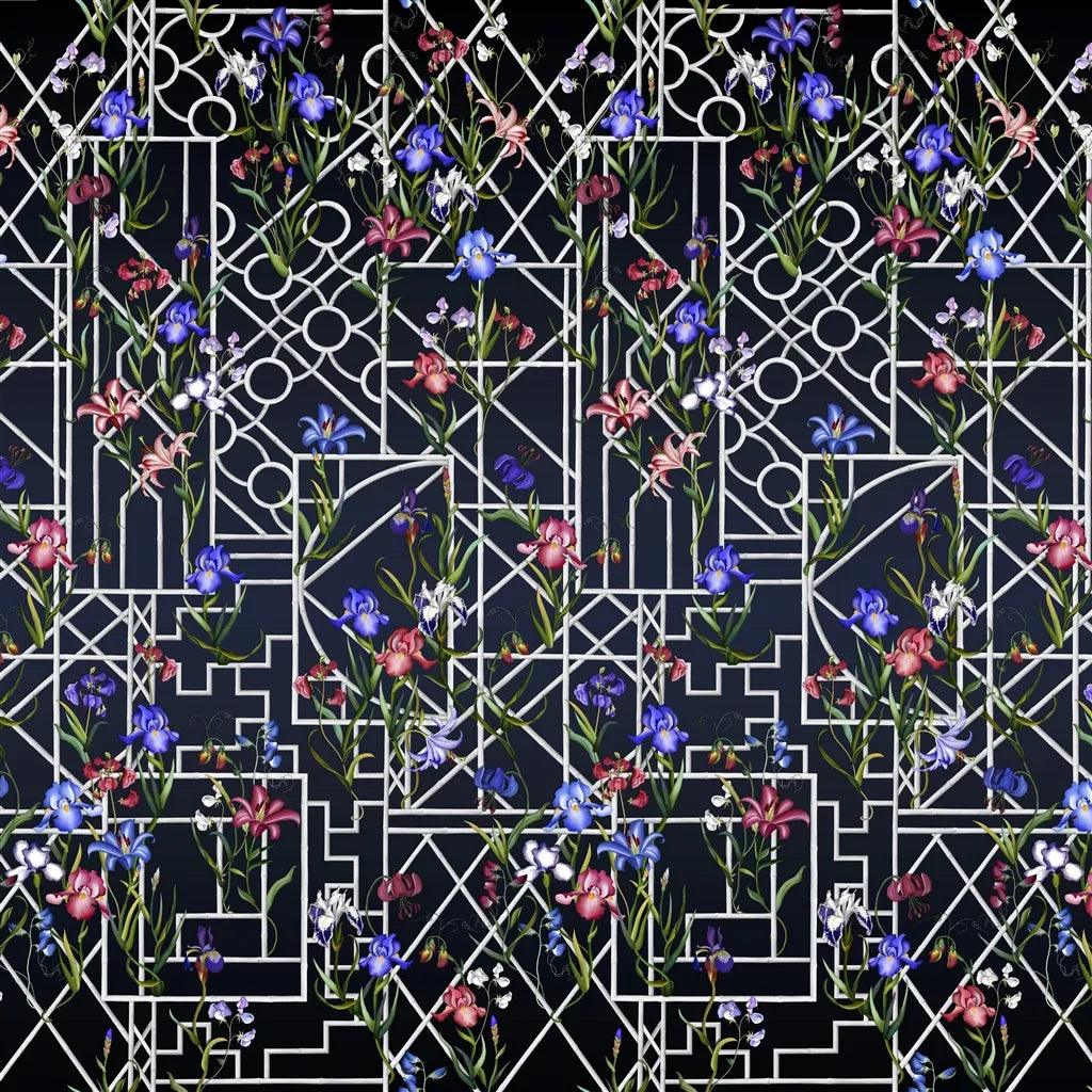 Tapeta FRETWORK GARDEN PANORAMIC INDIGO czarny Christian Lacroix Eye on Design