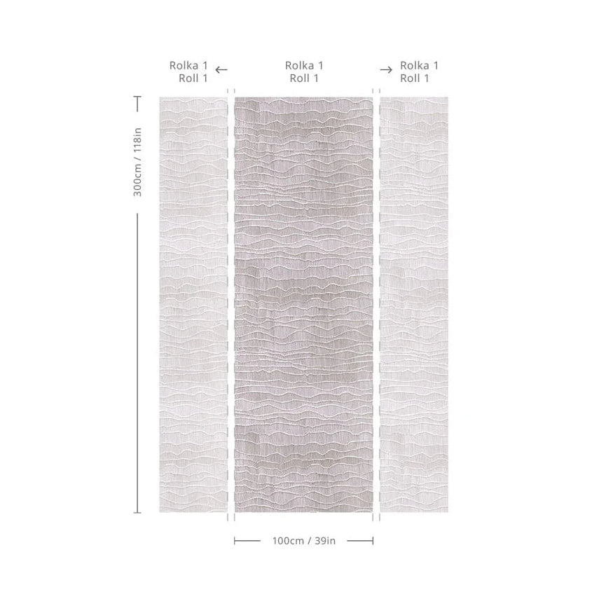 Non-woven wallpaper with an abstract pattern imitating waves ORGANIC gray