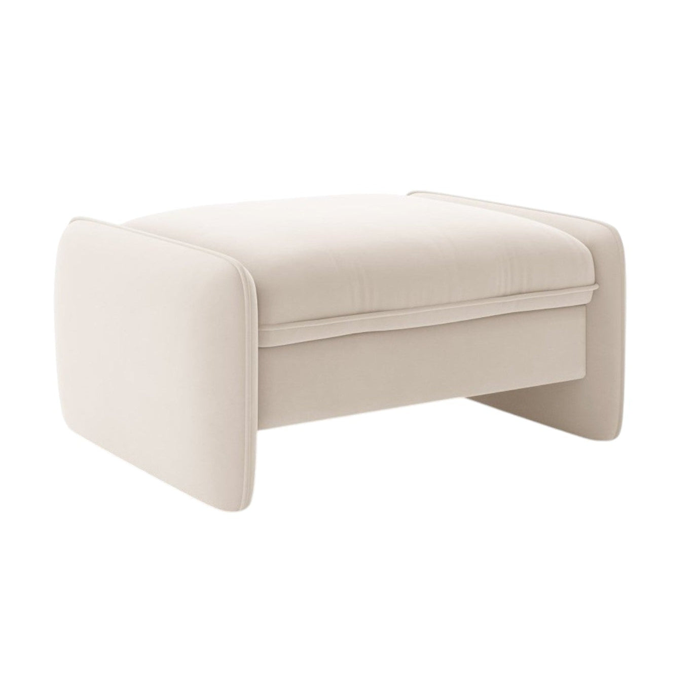 Samt Pouf GEORGIA Elfenbein