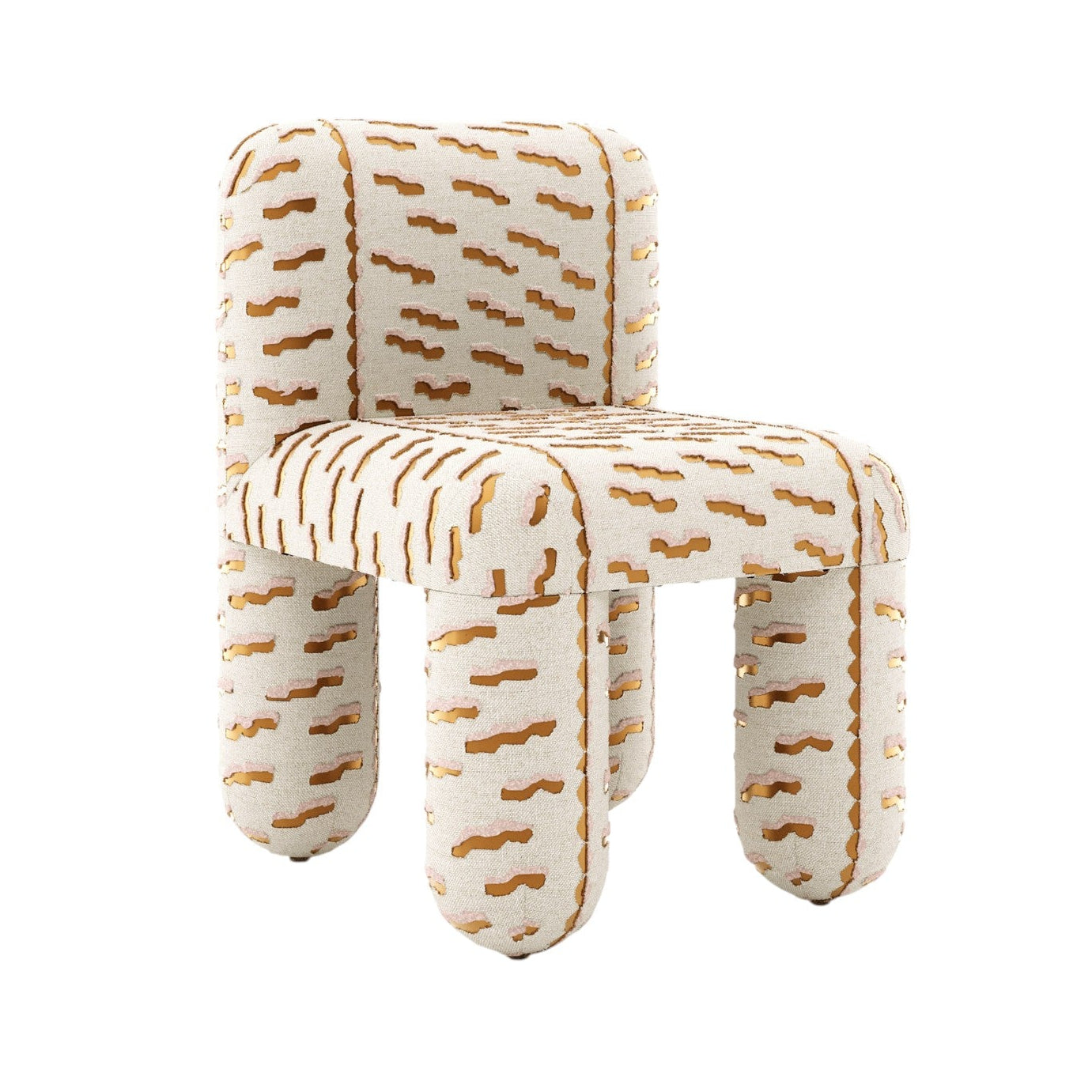 Stuhl HELLO sandbeige mit braunem Muster