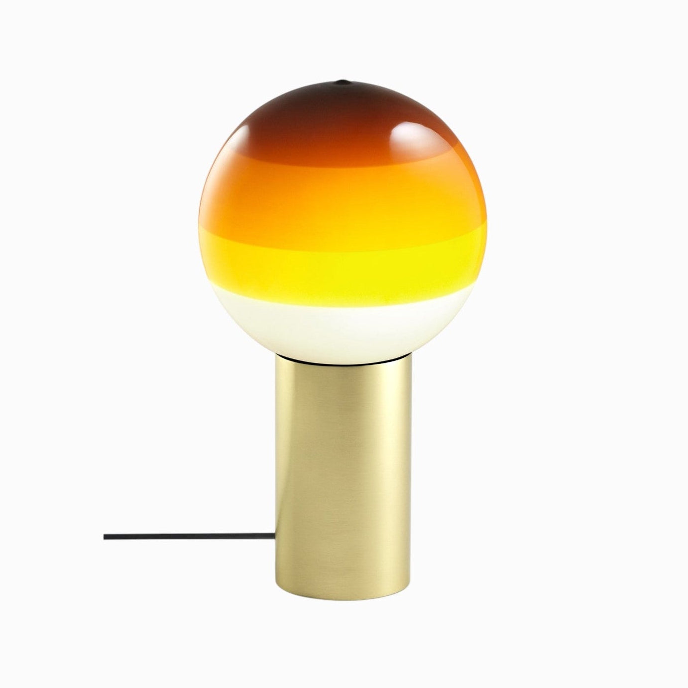 Tischlampe DIPPING bernsteinfarben mit goldenem Fuß