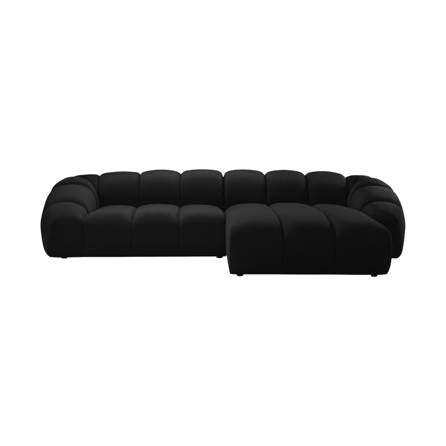 Velvet Right Corner Sofa, "Diana", 4 Seats, Black, 334x182x72
Made in Europe