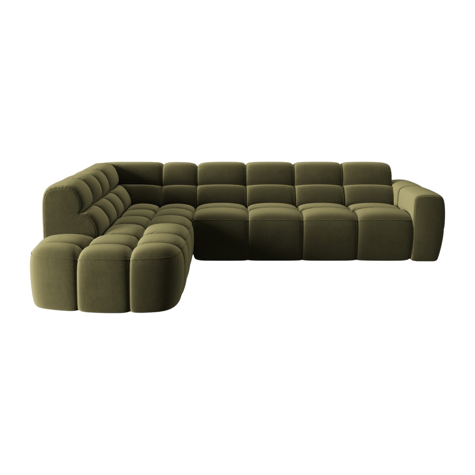 Left-facing velvet corner sofa LISA green