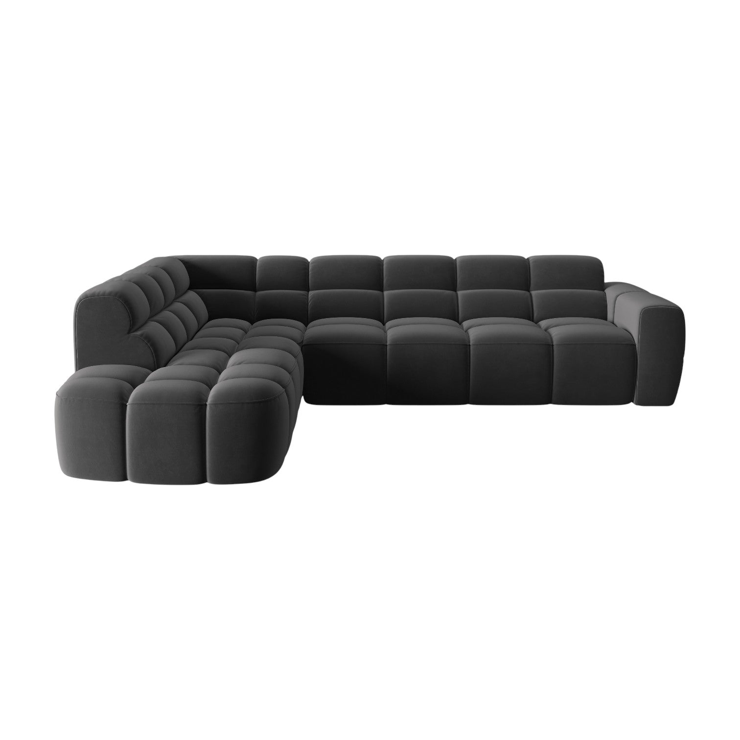 Left-facing velvet corner sofa LISA dark gray