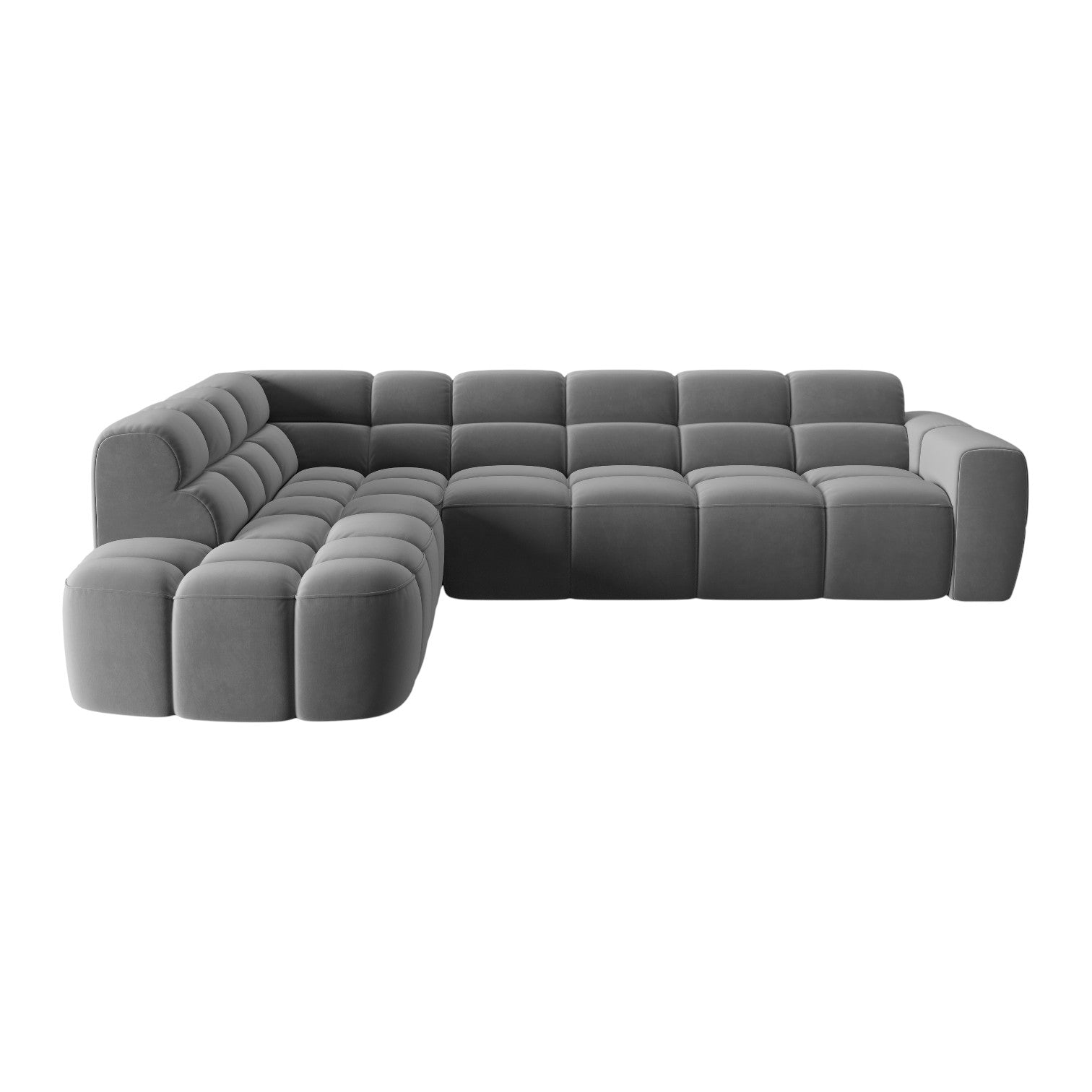 Left-facing velvet corner sofa LISA light gray