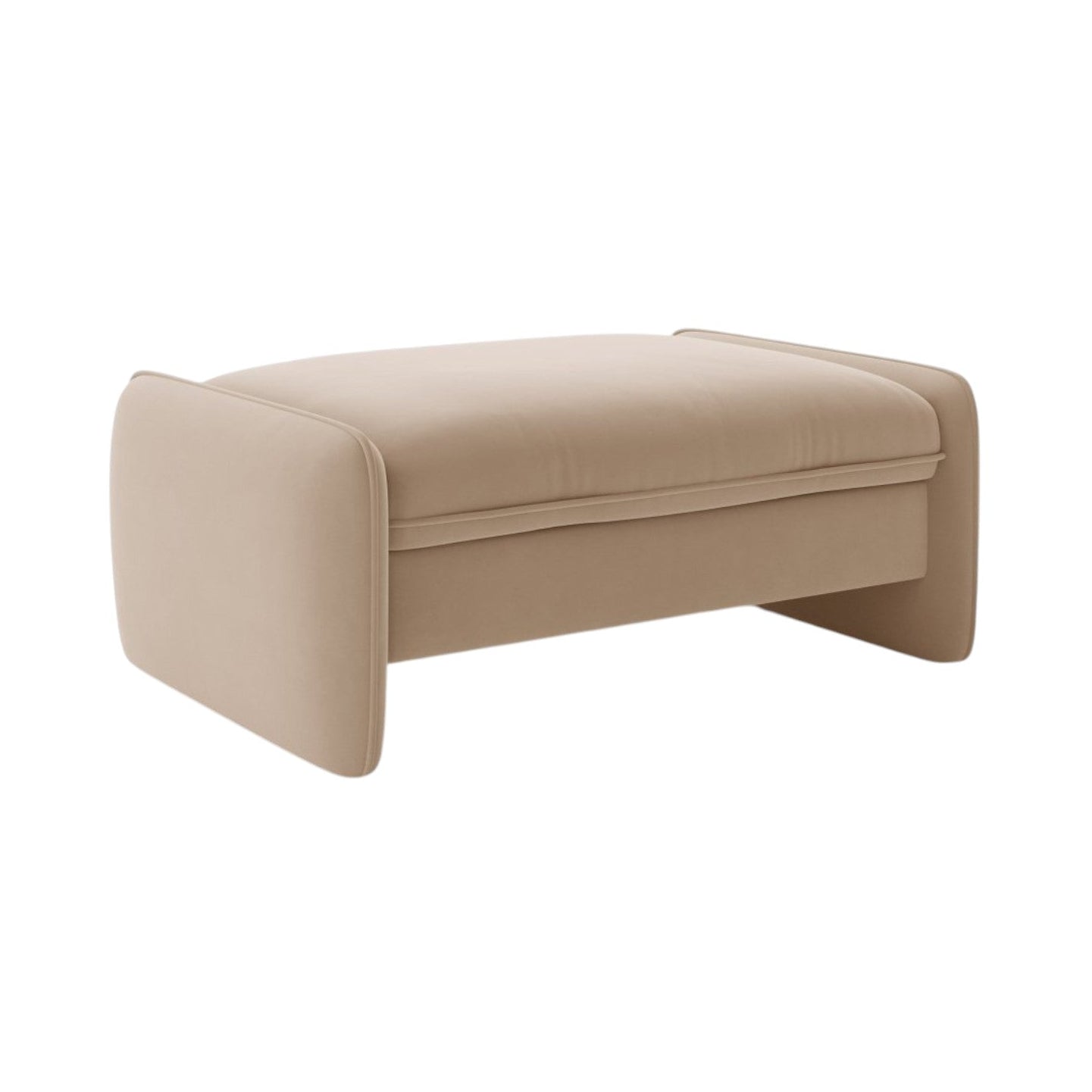 Georgia Almond Beige Rectangular Velvet Pouf