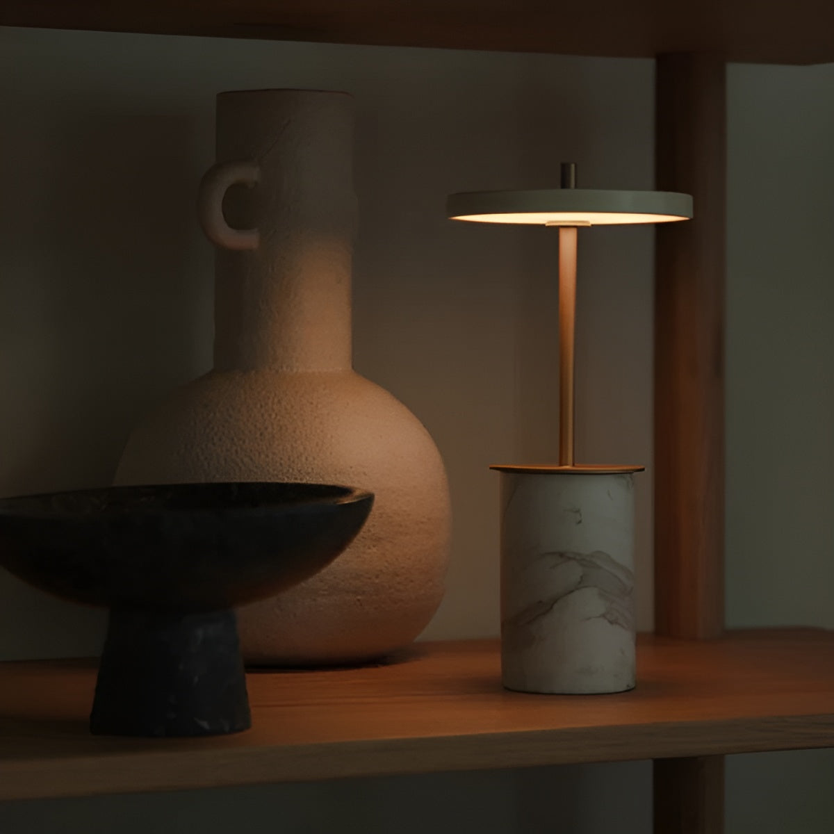 Asteria Move Mini Table Lamp White Marble with Gold Accent