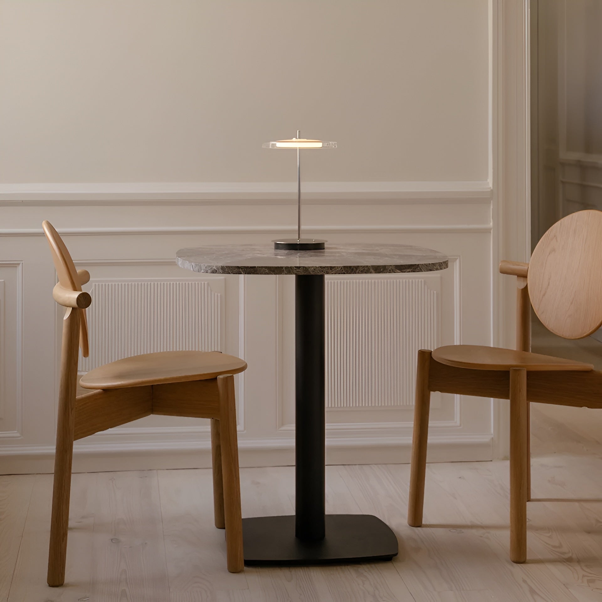 Portable lamp ASTERIA GLASS MOVE transparent with silver base