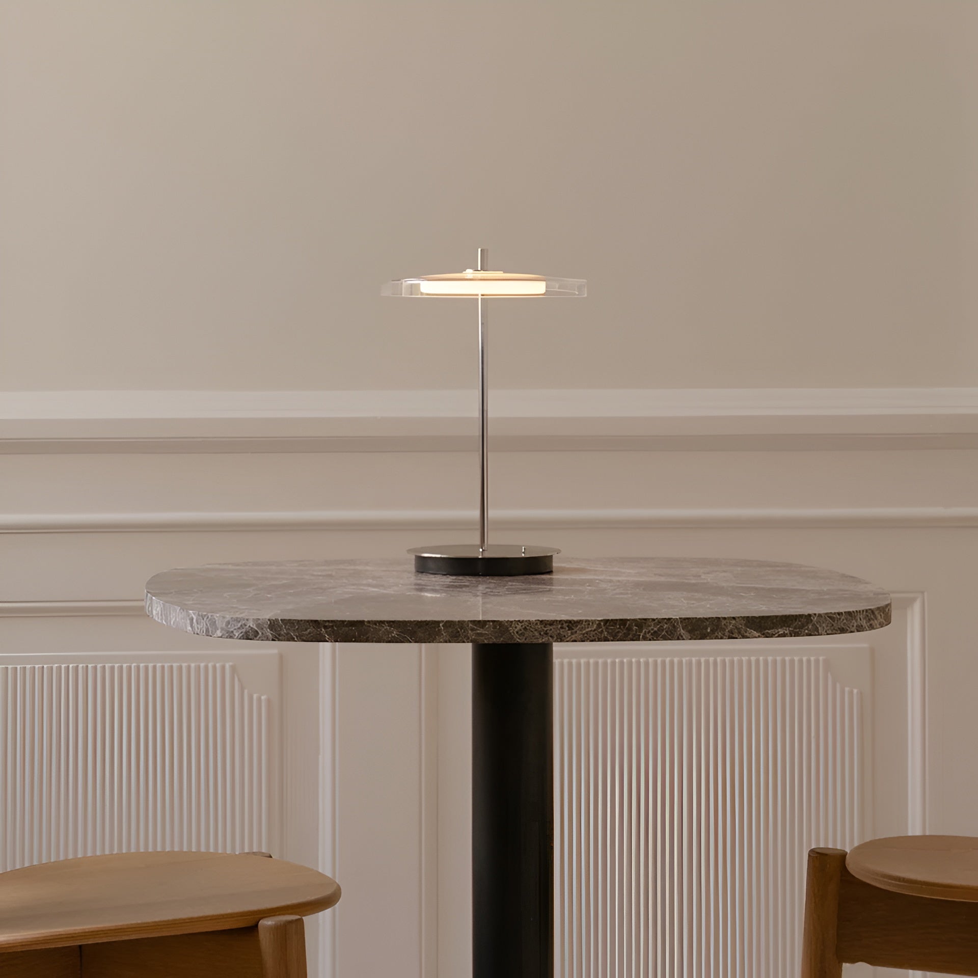 Portable lamp ASTERIA GLASS MOVE transparent with silver base