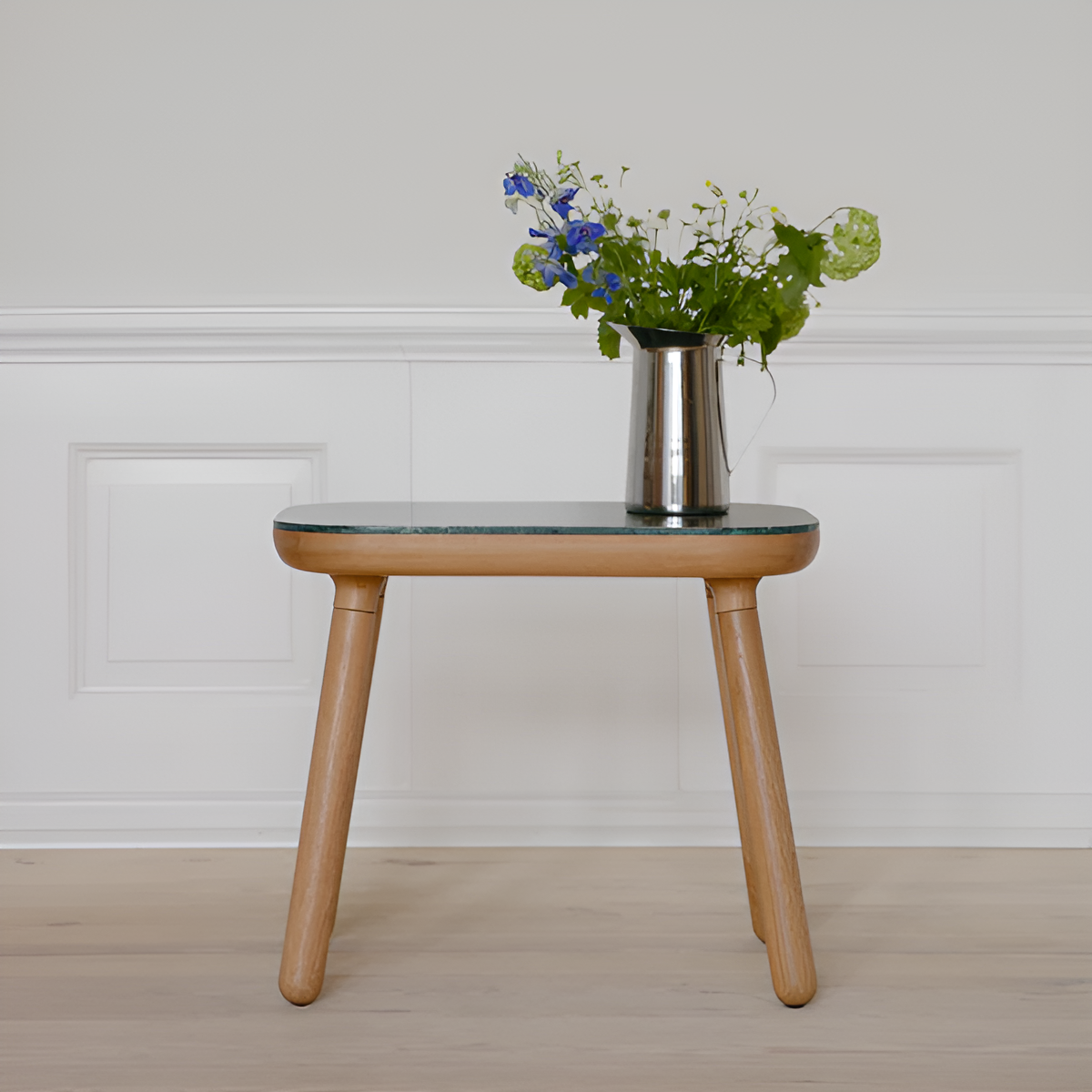 PAFF table green marble with oak base