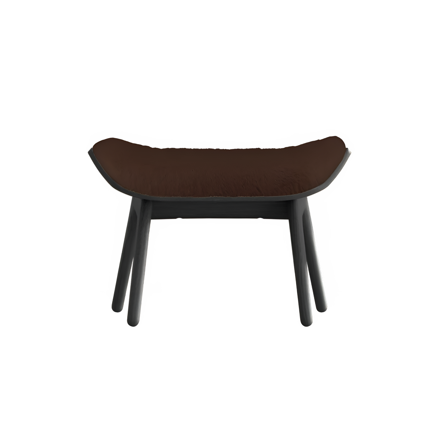 READER footstool brown plush with black base