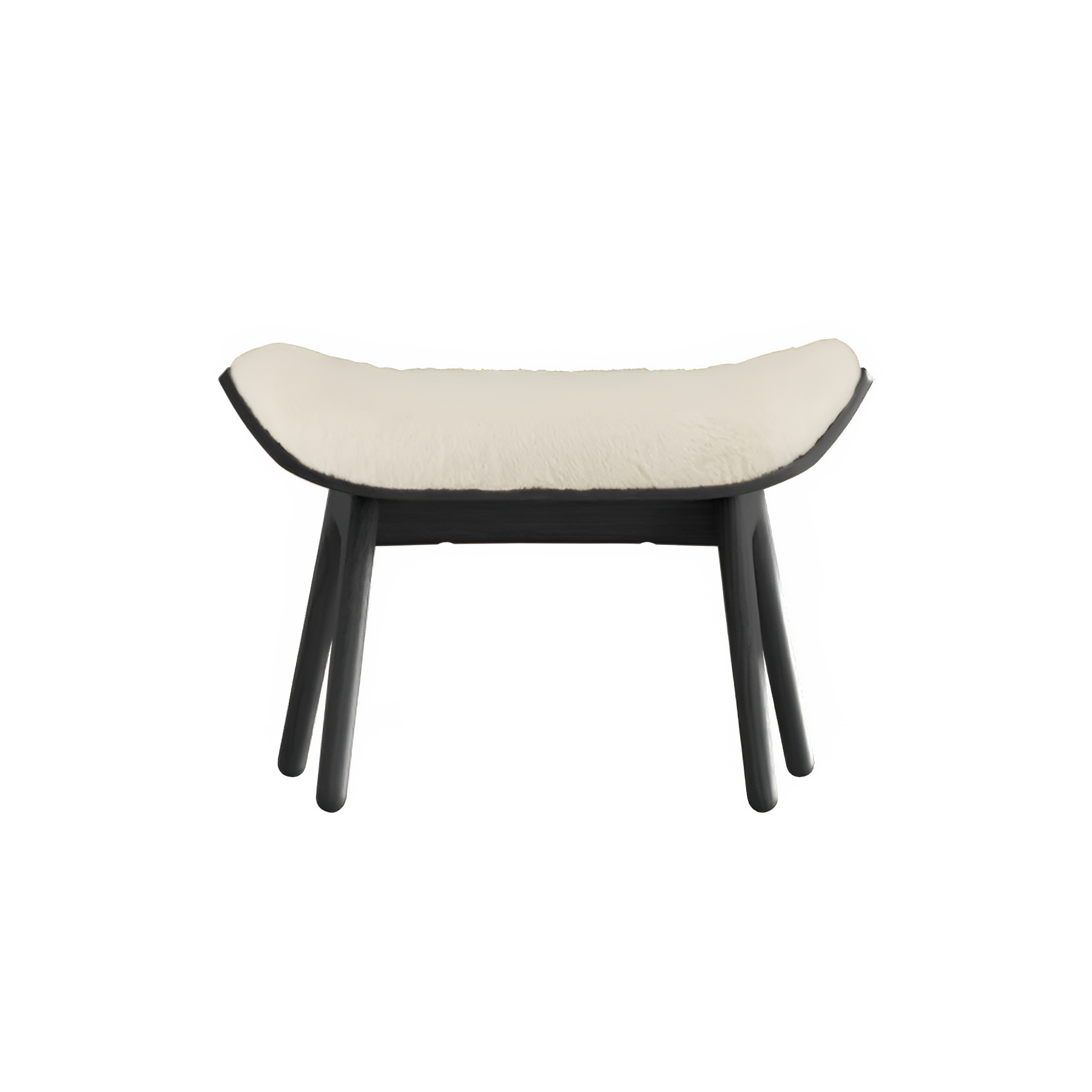 READER white plush footrest with black base
