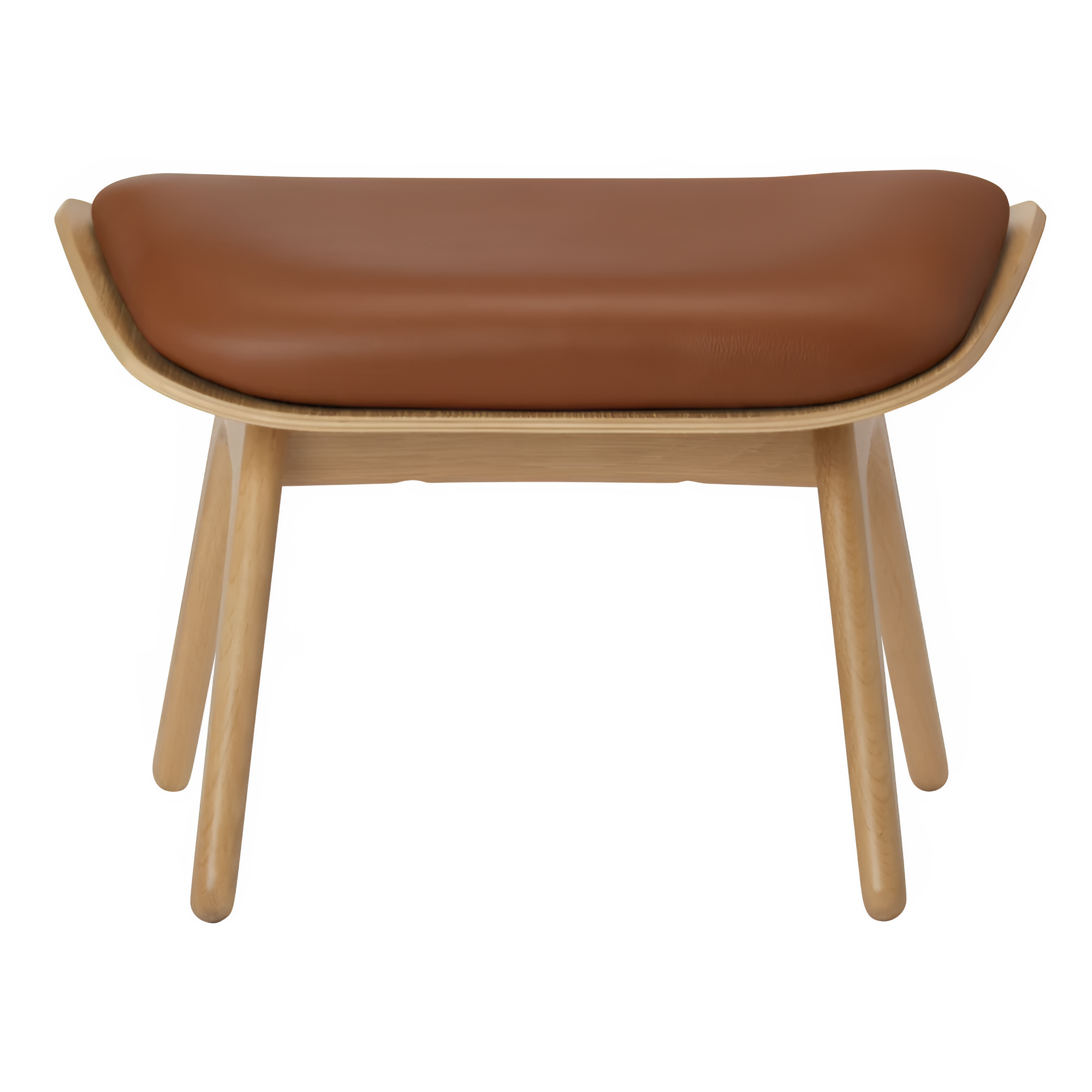 READER footrest cognac leather with oak base