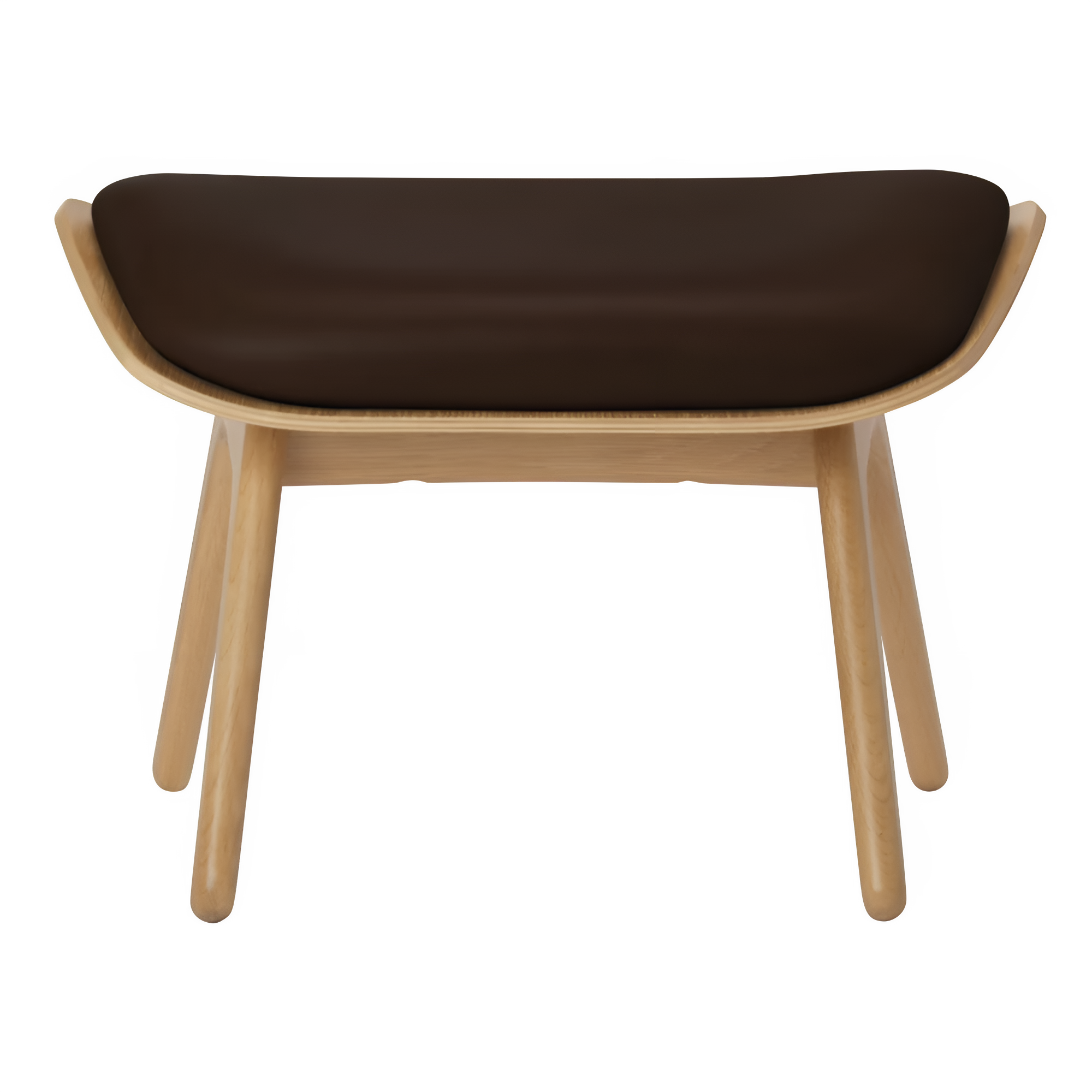 READER footrest brown leather with oak base