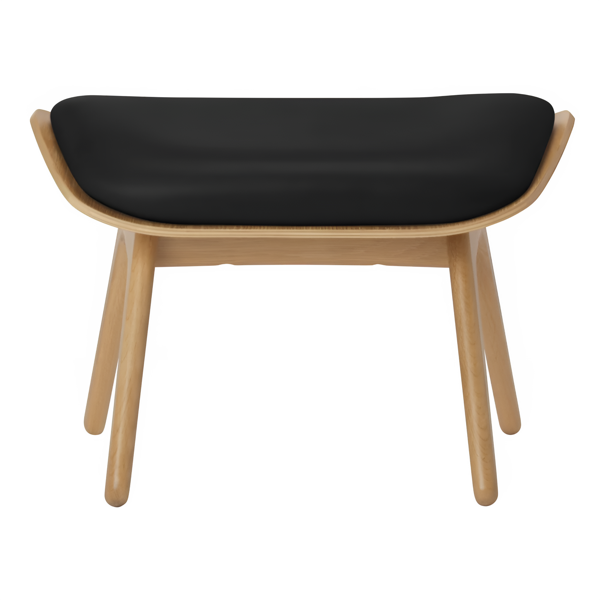 READER footrest black leather with oak base