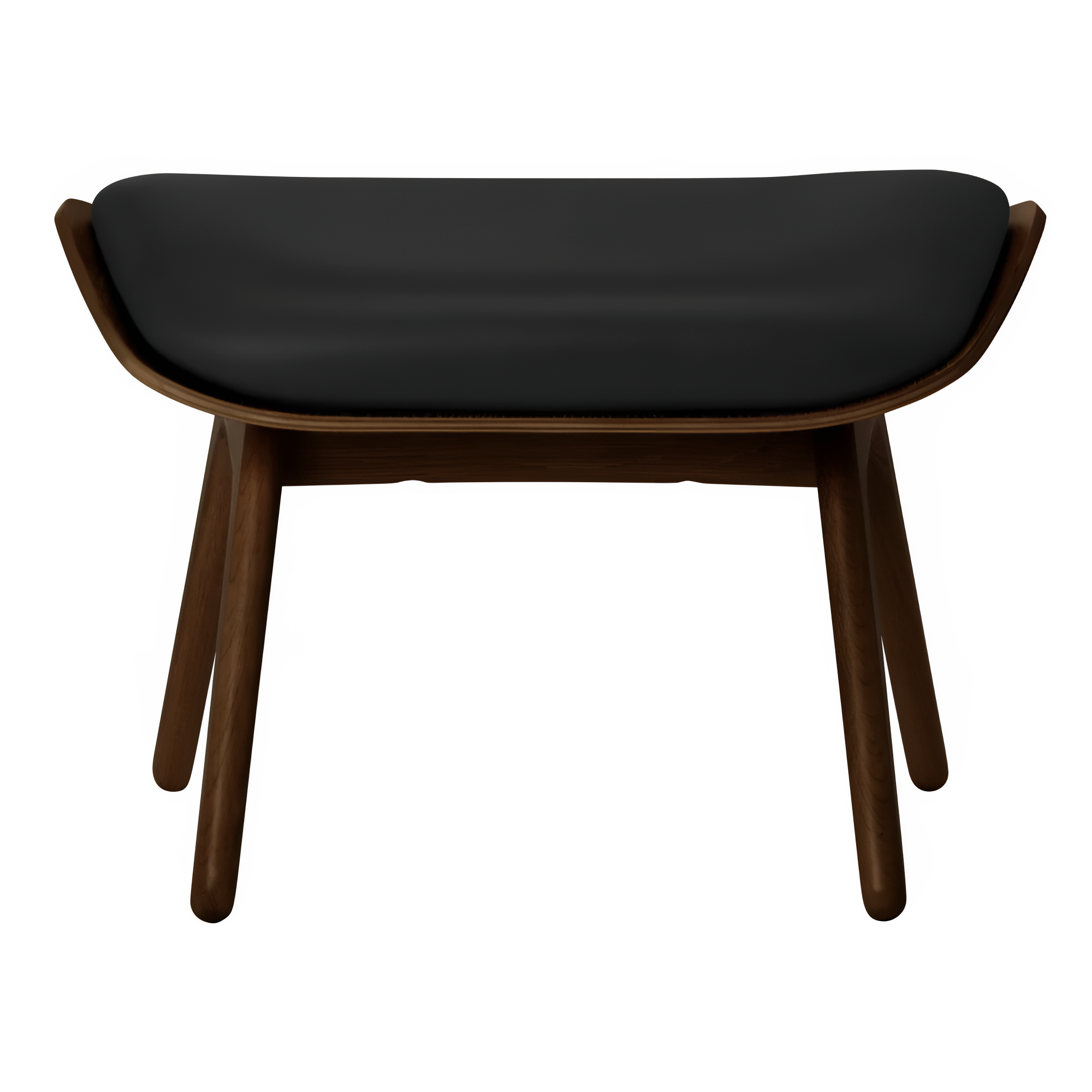 READER footrest black leather with dark oak base