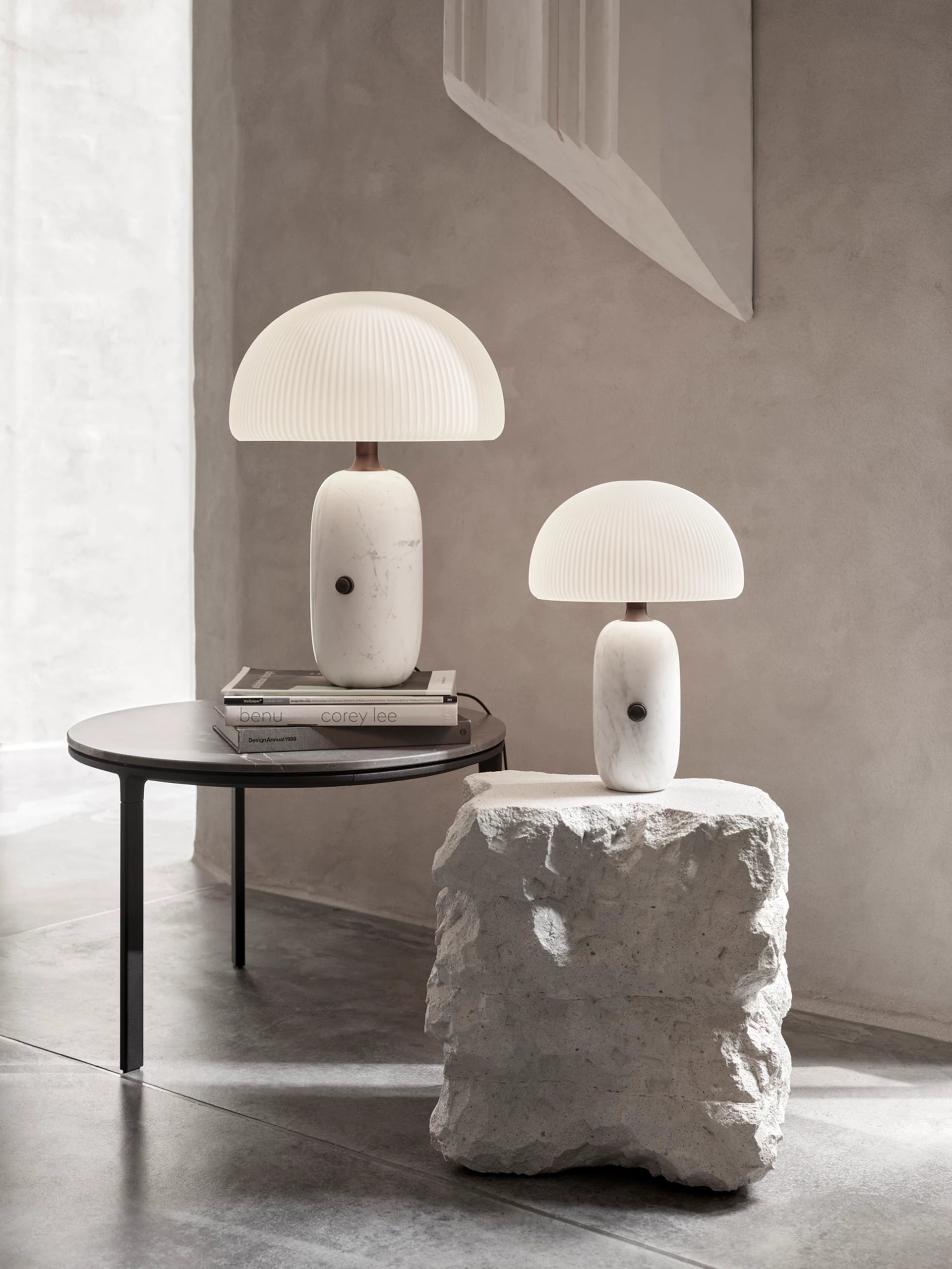 Sculpture Table Lamp White Marble