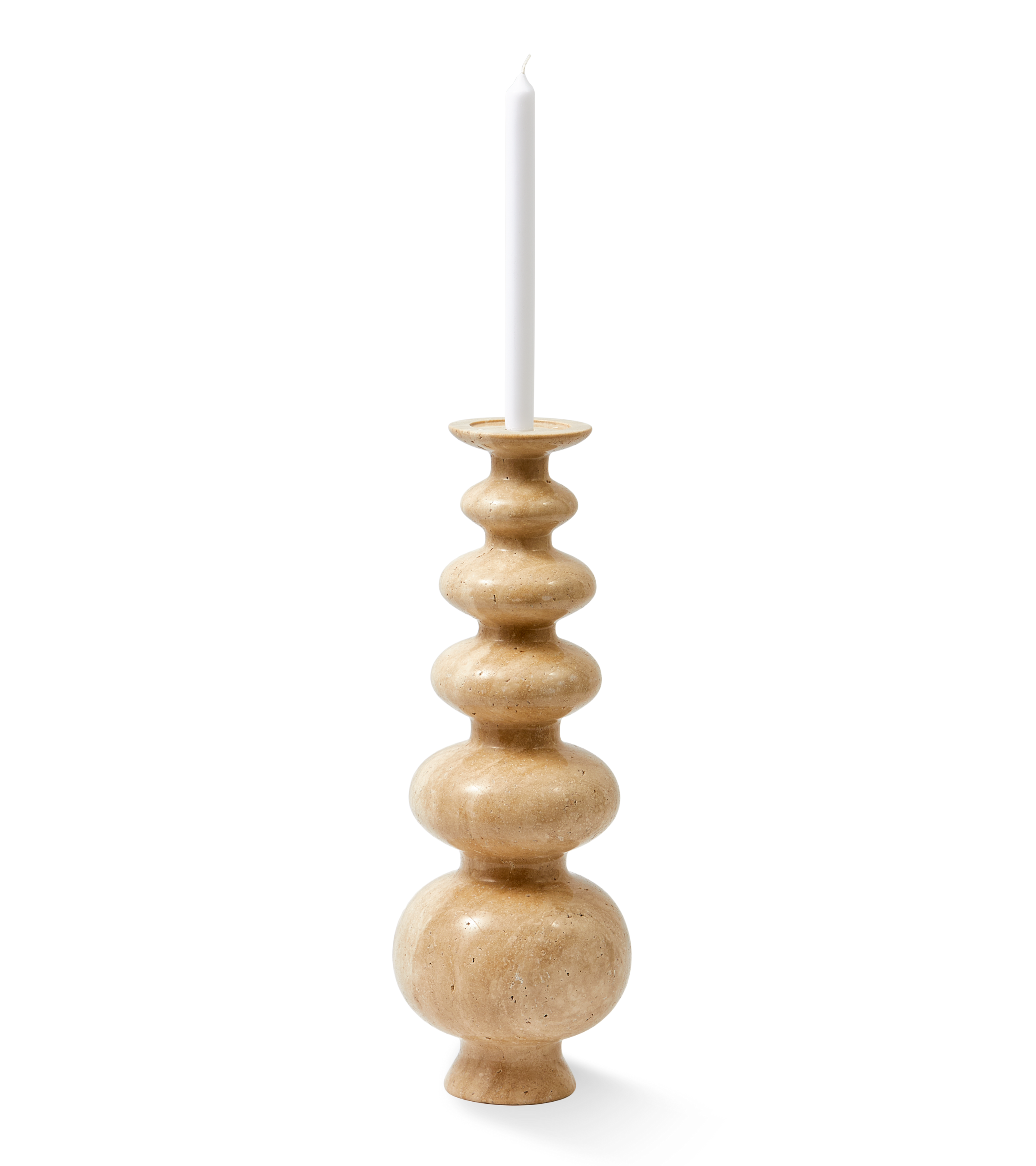HERITAGE SPHERE beige travertine candlestick