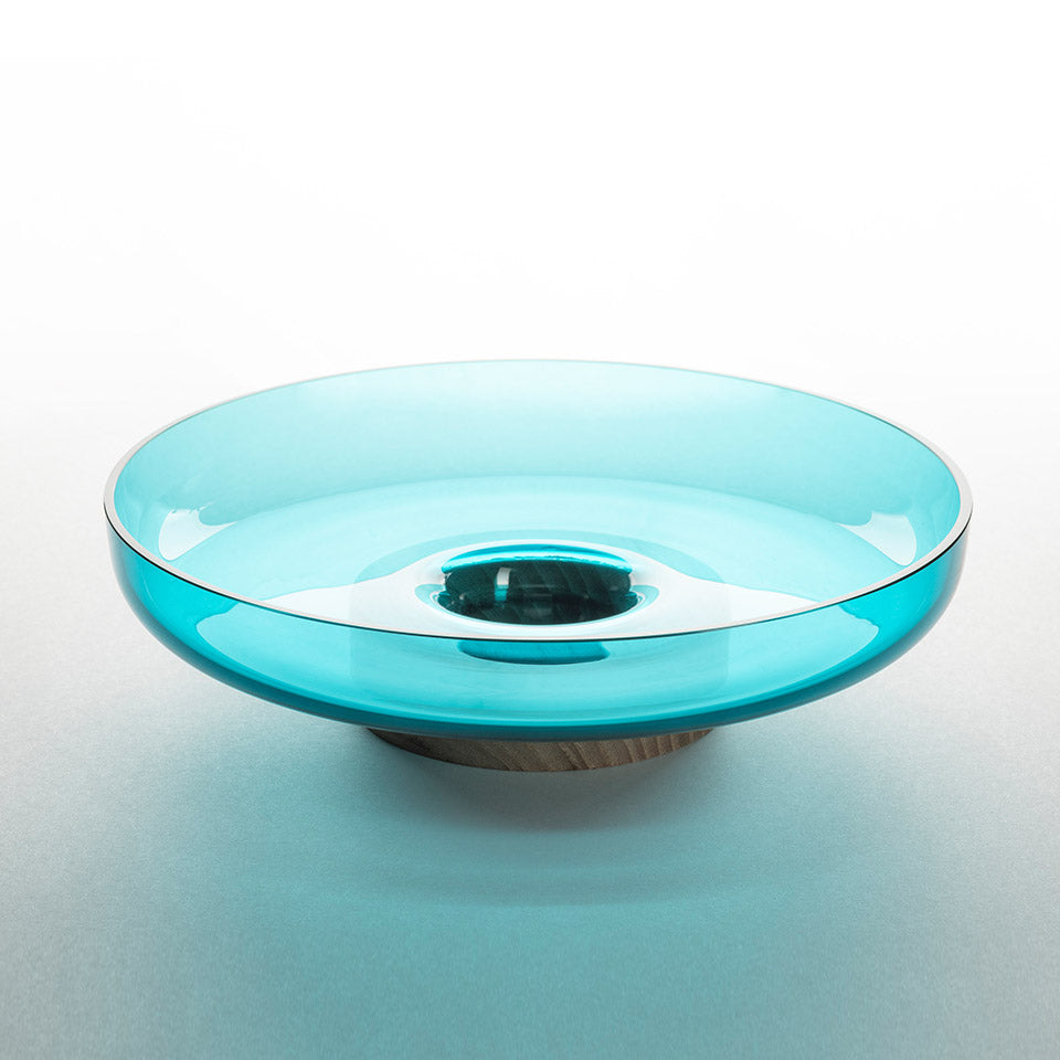 Bonta turquoise tray with wooden base