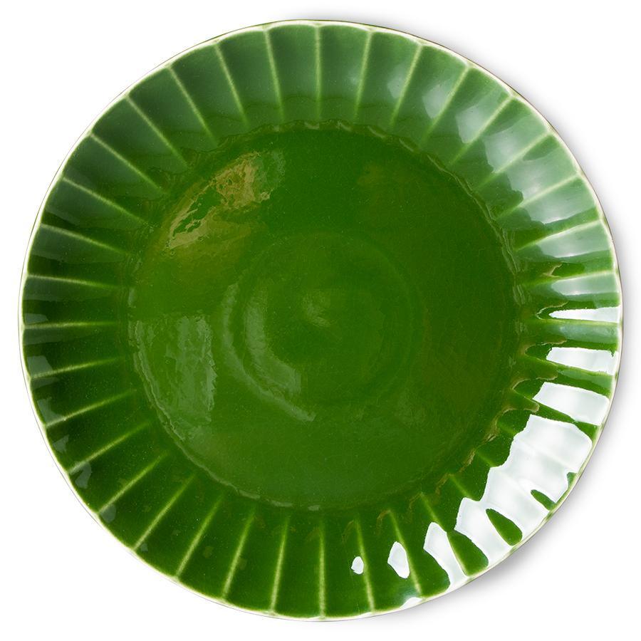 Zestaw 2 ceramicznych żebrowanych talerzy EMERALDS zielony HKliving Eye on Design