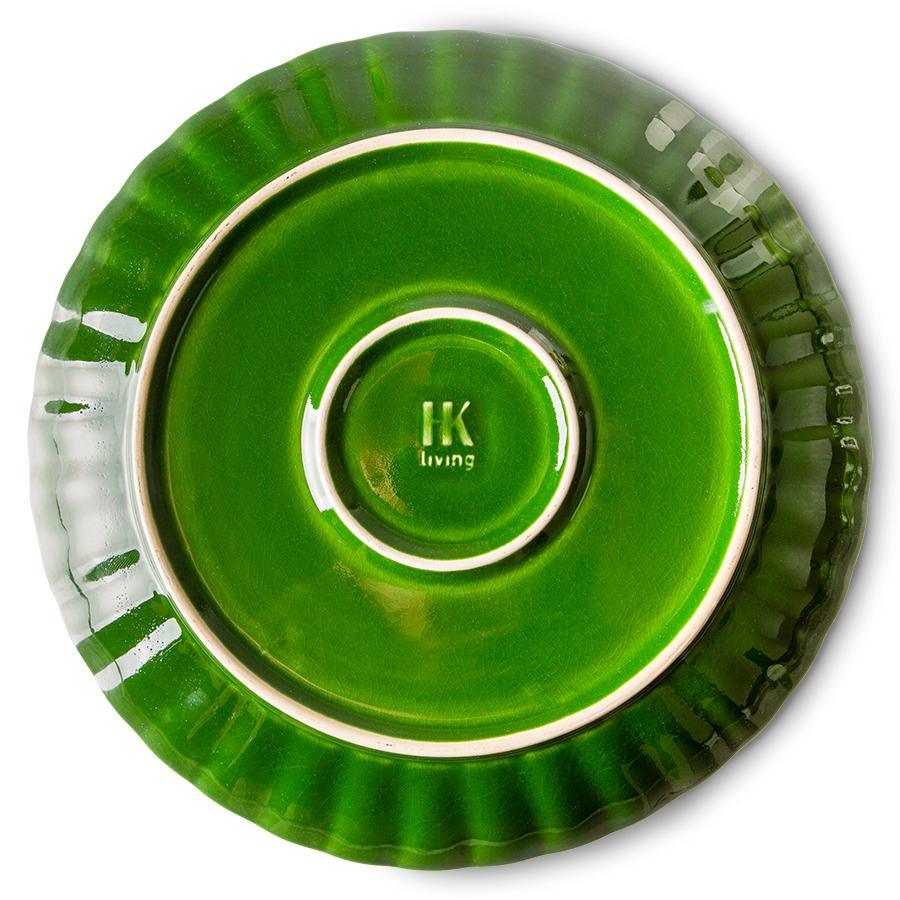 Zestaw 2 ceramicznych żebrowanych talerzy EMERALDS zielony HKliving Eye on Design