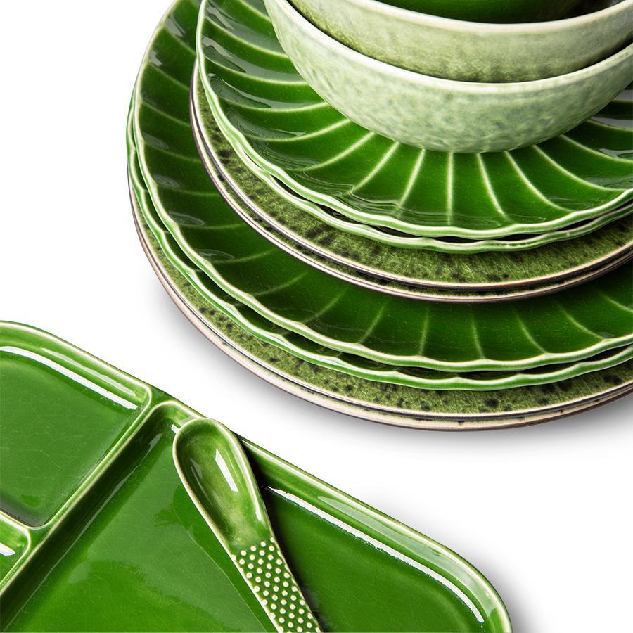 Zestaw 2 ceramicznych żebrowanych talerzy EMERALDS zielony HKliving Eye on Design