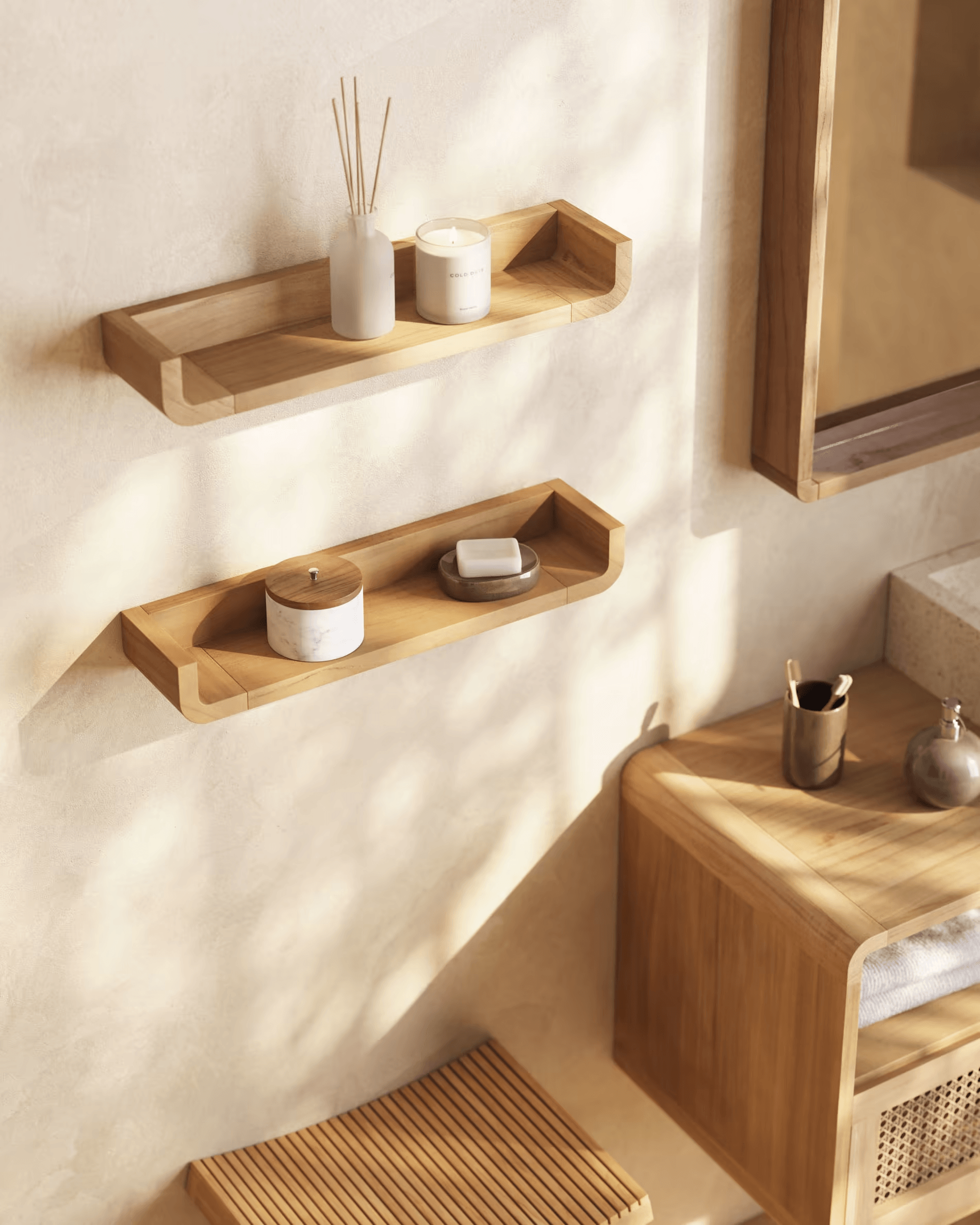 Zestaw półek SHAMEL lite drewno tekowe La Forma Eye on Design